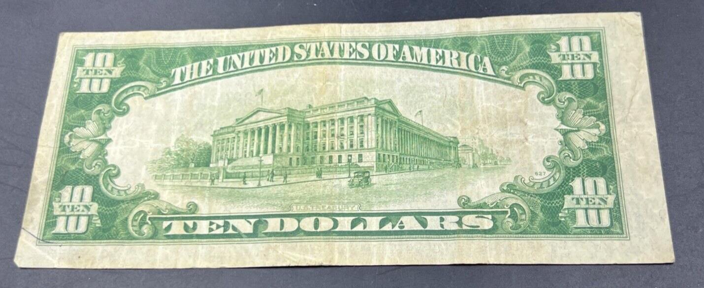 1934 A $10 Ten Dollar Blue Seal Silver Certificate Note Bill CH Fine / VF