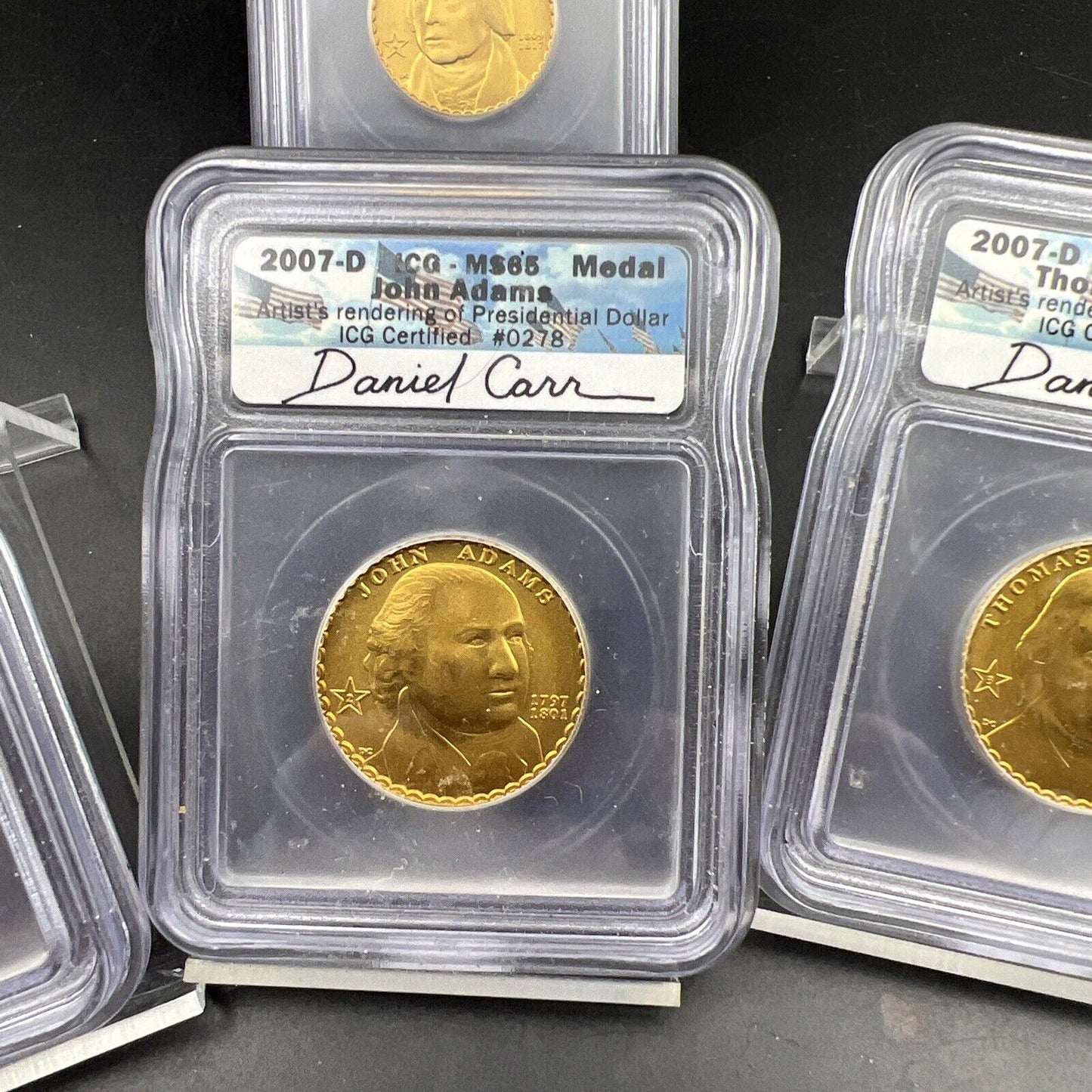 2007-D Presidential ICG MS-65 DANIEL CARR 4-COIN Medals Concept Dollar set