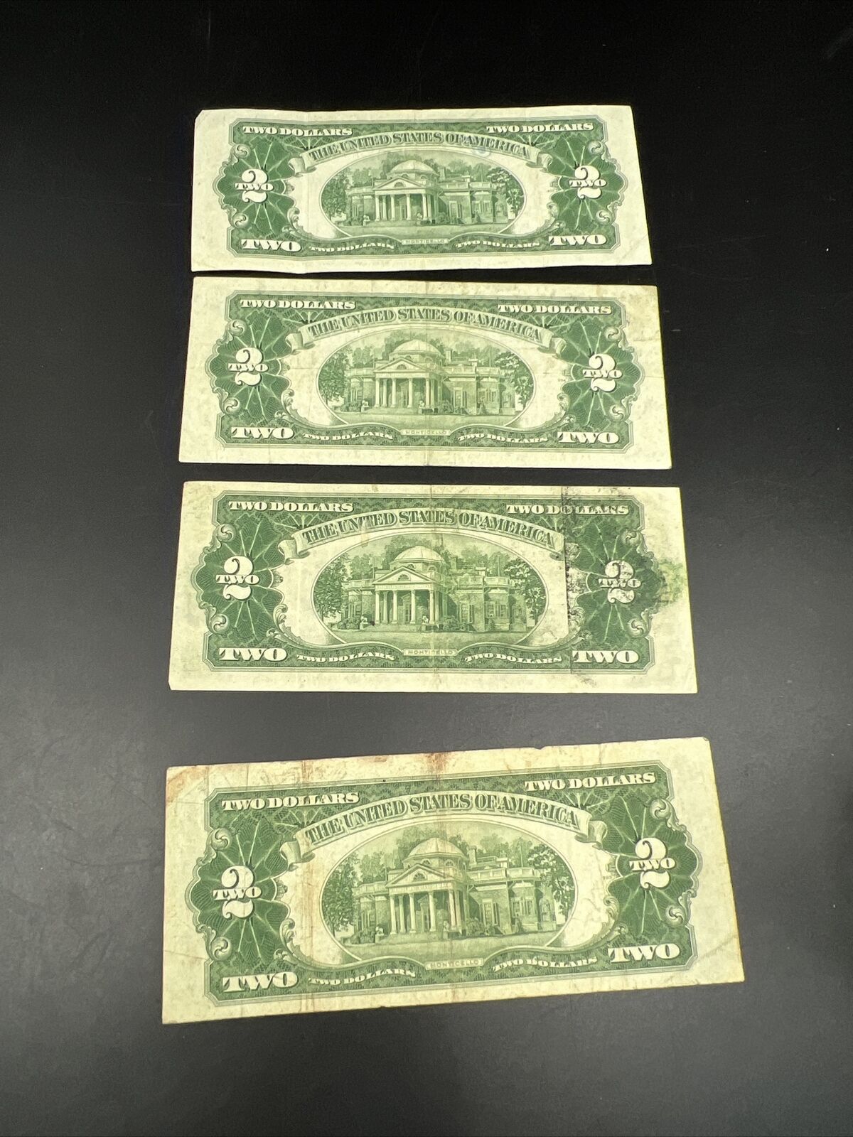 4 Note Set A B C 1953 $2 Two Dollar Legal Tender Bills Set VG + #9991