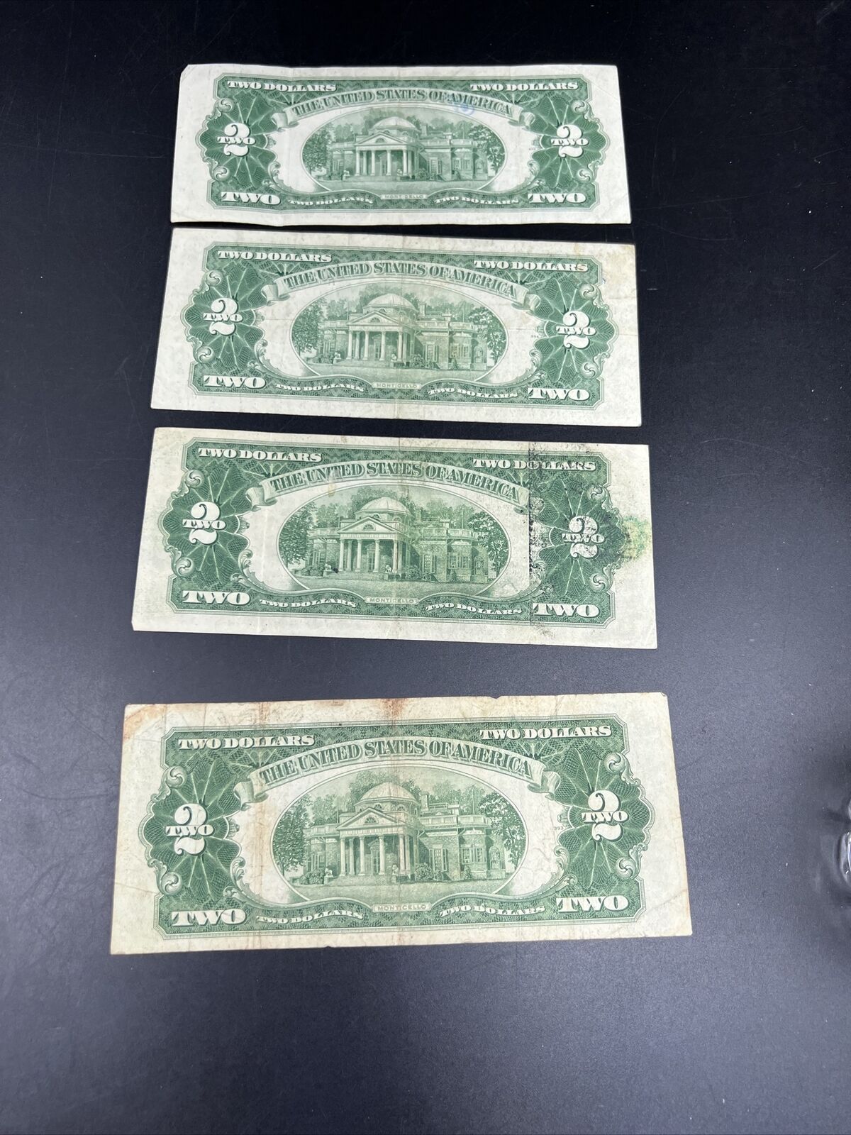 4 Note Set A B C 1953 $2 Two Dollar Legal Tender Bills Set VG + #9991