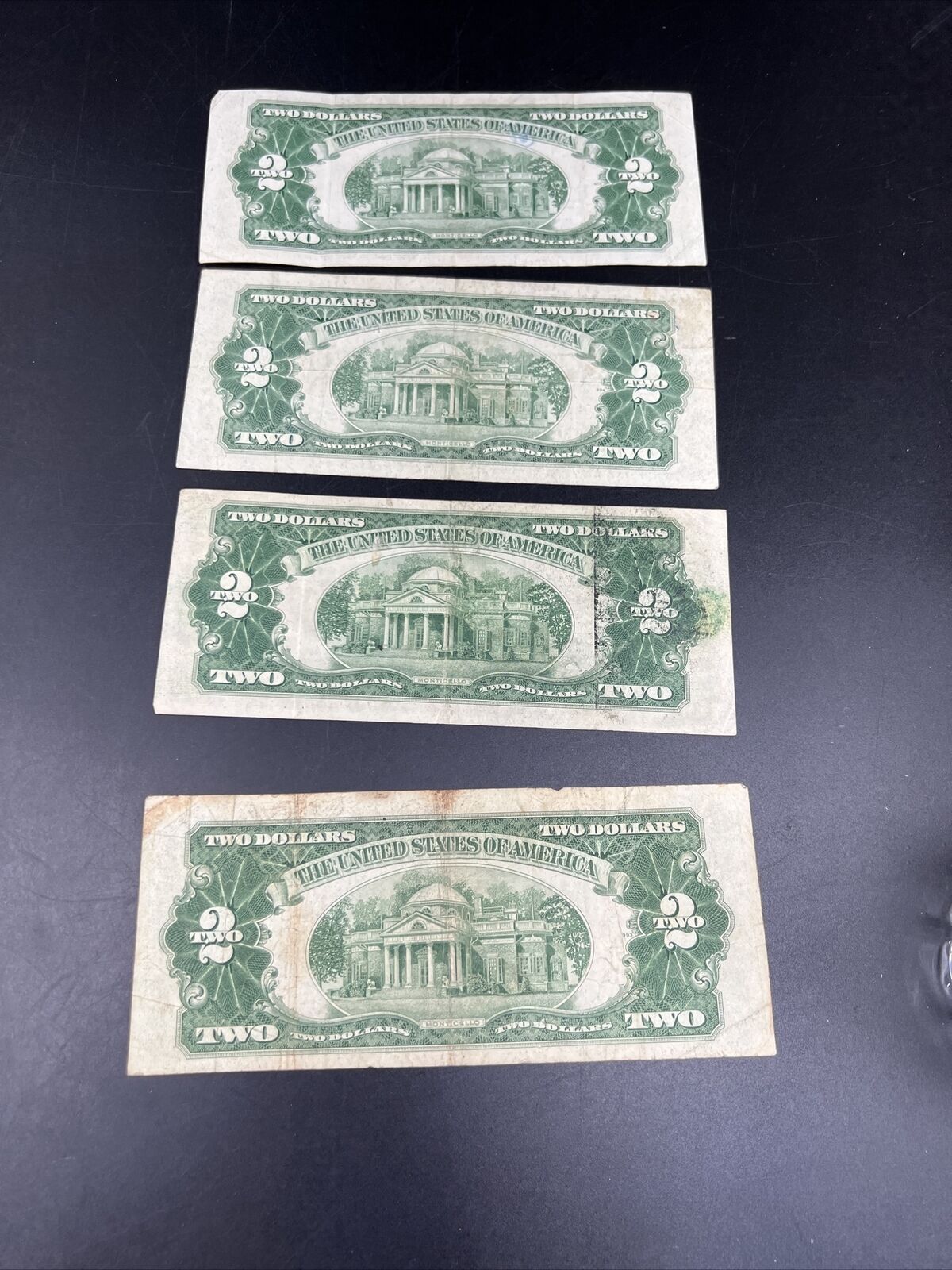 4 Note Set A B C 1953 $2 Two Dollar Legal Tender Bills Set VG + #9991