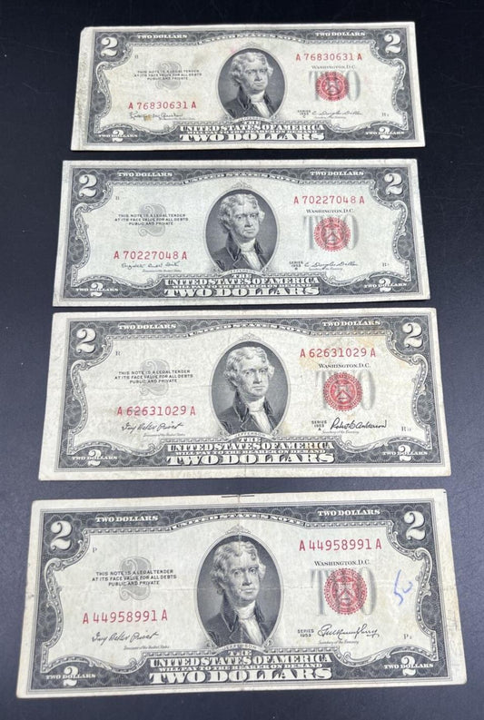 1953 + ABC 4 Note US Legal Tender Letter Set of four Notes VG+ #991