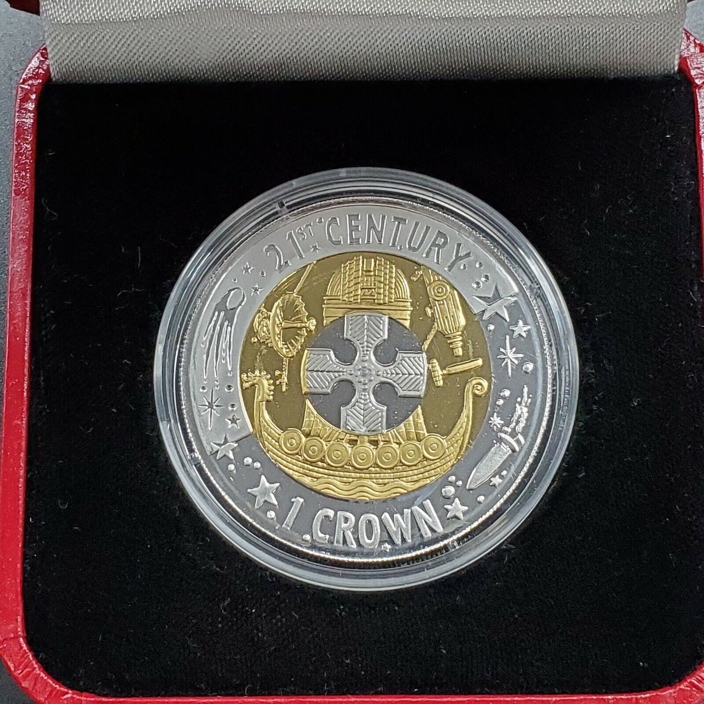 Gibraltar 2001 1 Crown 21st Century Tri-Metal Gold Silver Platinum 1 Oz Coin OGP