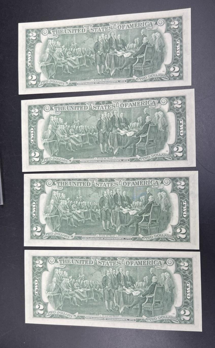 Lot of 4 Consecutive 1976 $2 Two Dollar Bicentennial FRN Notes CH UNC #656