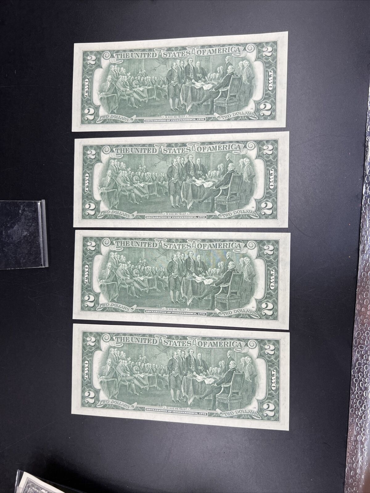 Lot of 4 Consecutive 1976 $2 Two Dollar Bicentennial FRN Notes CH UNC #656