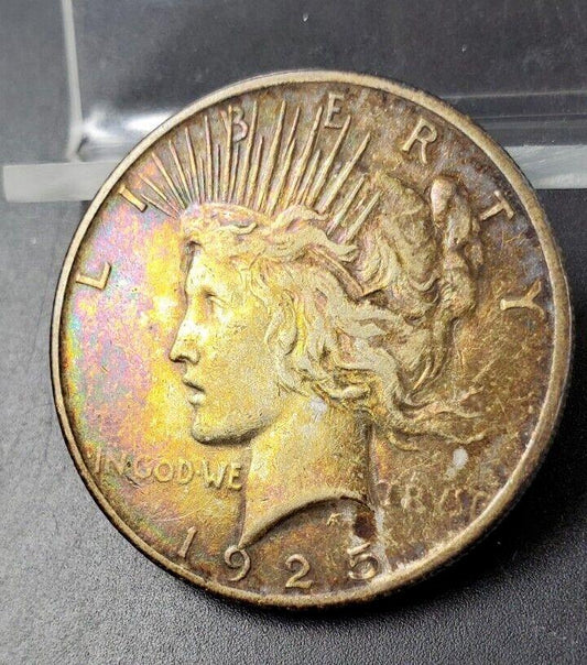1925 P $1 Peace Silver Eagle Dollar Coin VG Circ Nice Toning Toner