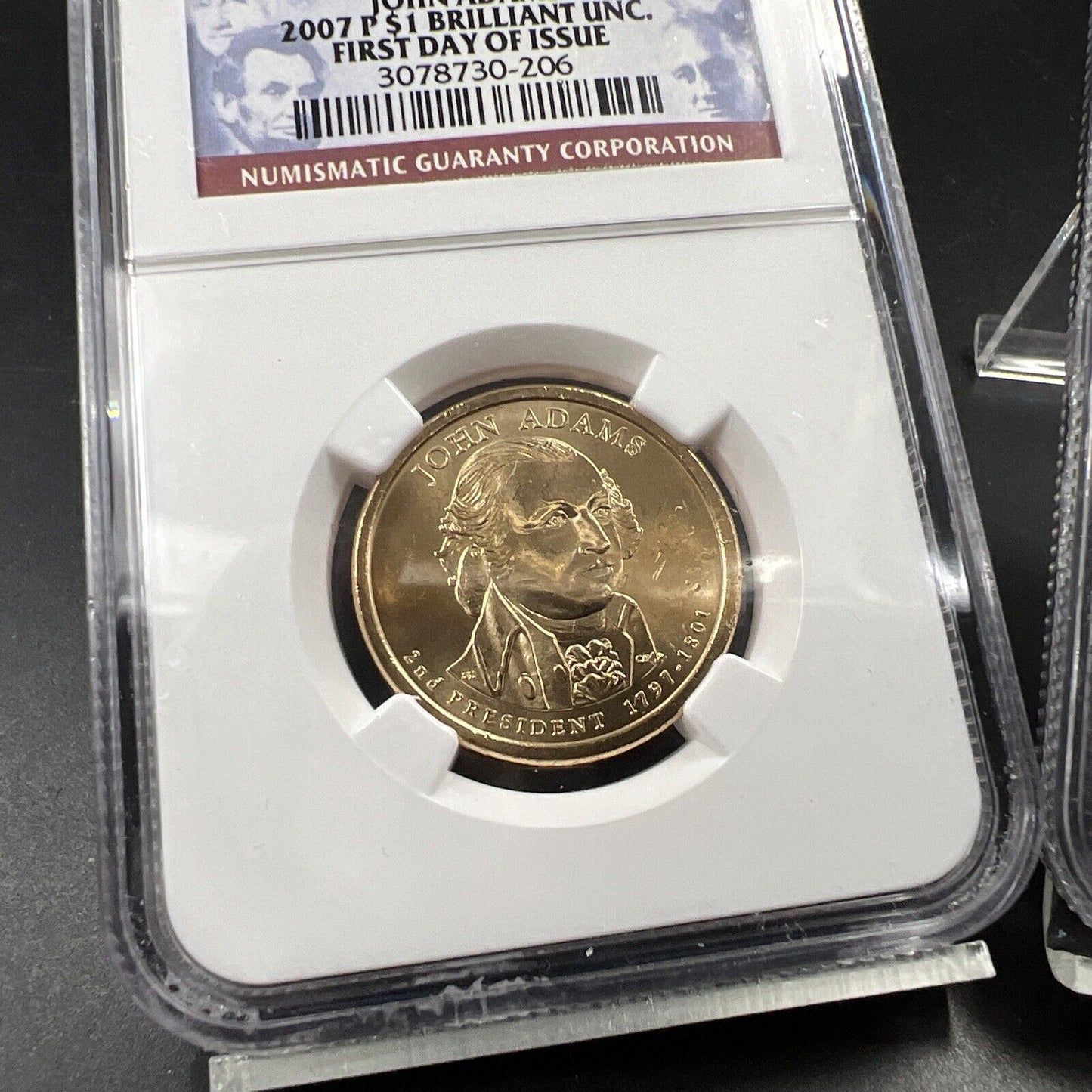 2007 P & D $1 John Adams Presidential Dollar Two Coin Set NGC FDOI BU UNC
