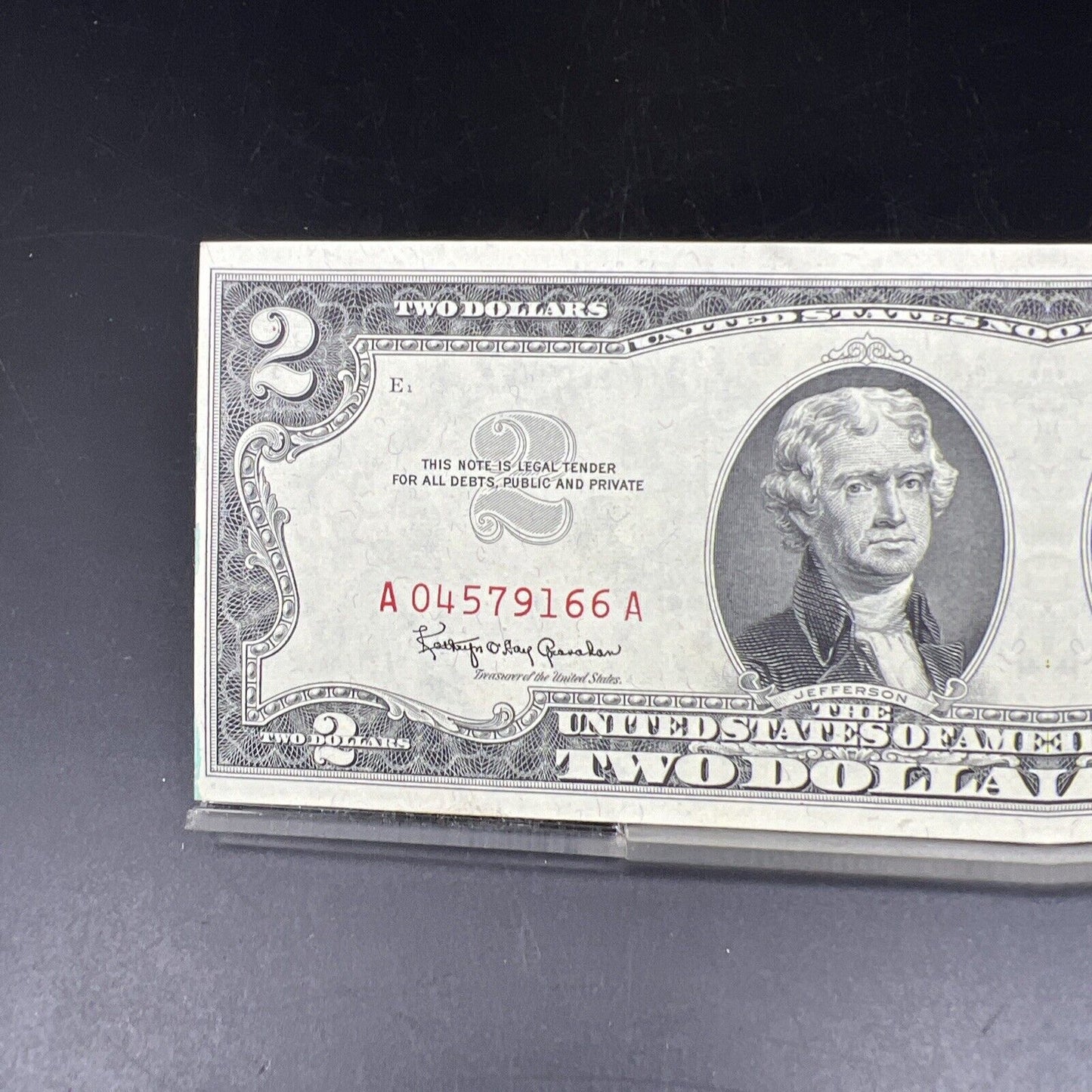 1963 A $2  Two Dollar Legal Tender Red Seal Bill Note CH UNC #166