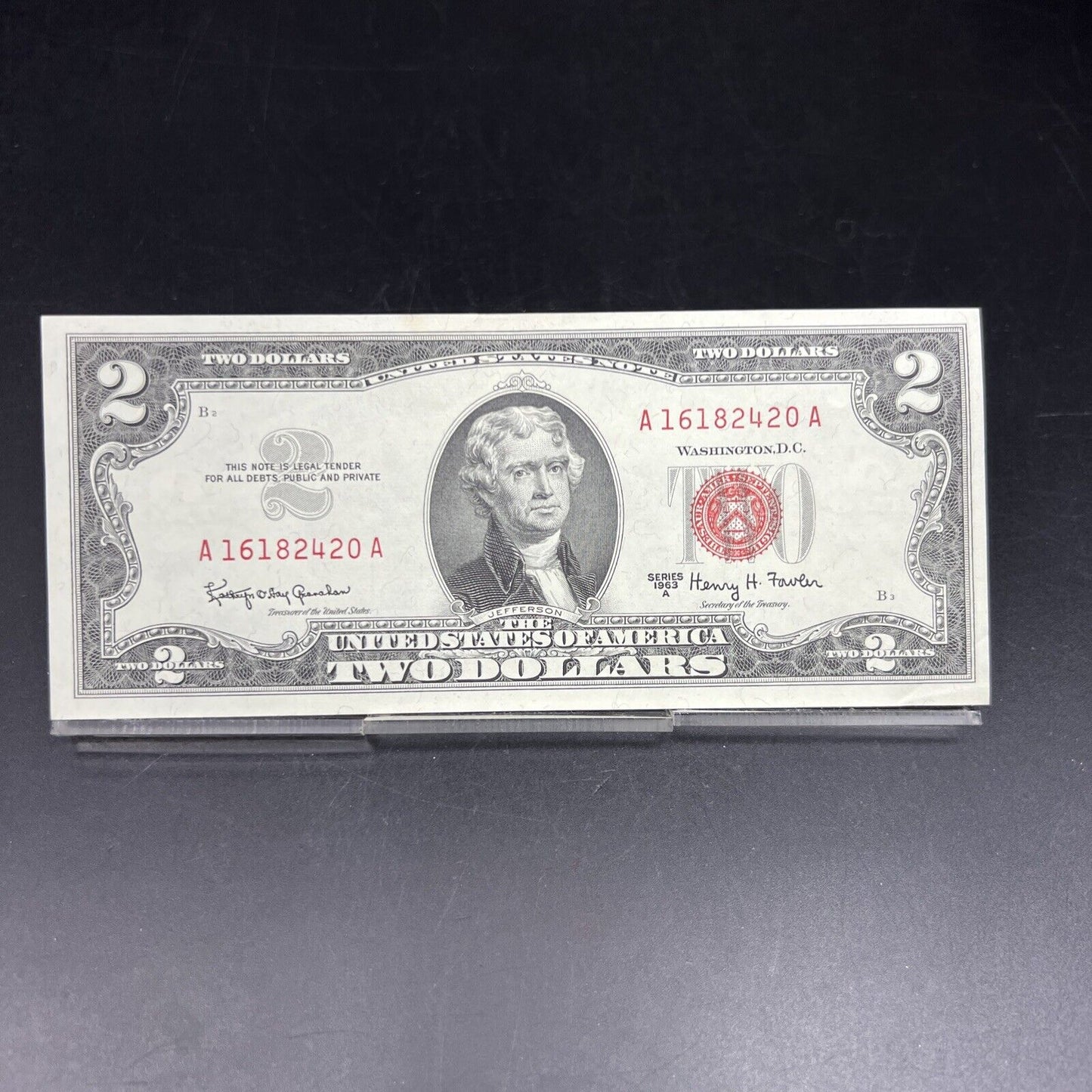 1963 A $2 Two Dollar Legal Tender Bill Note CH AU #420