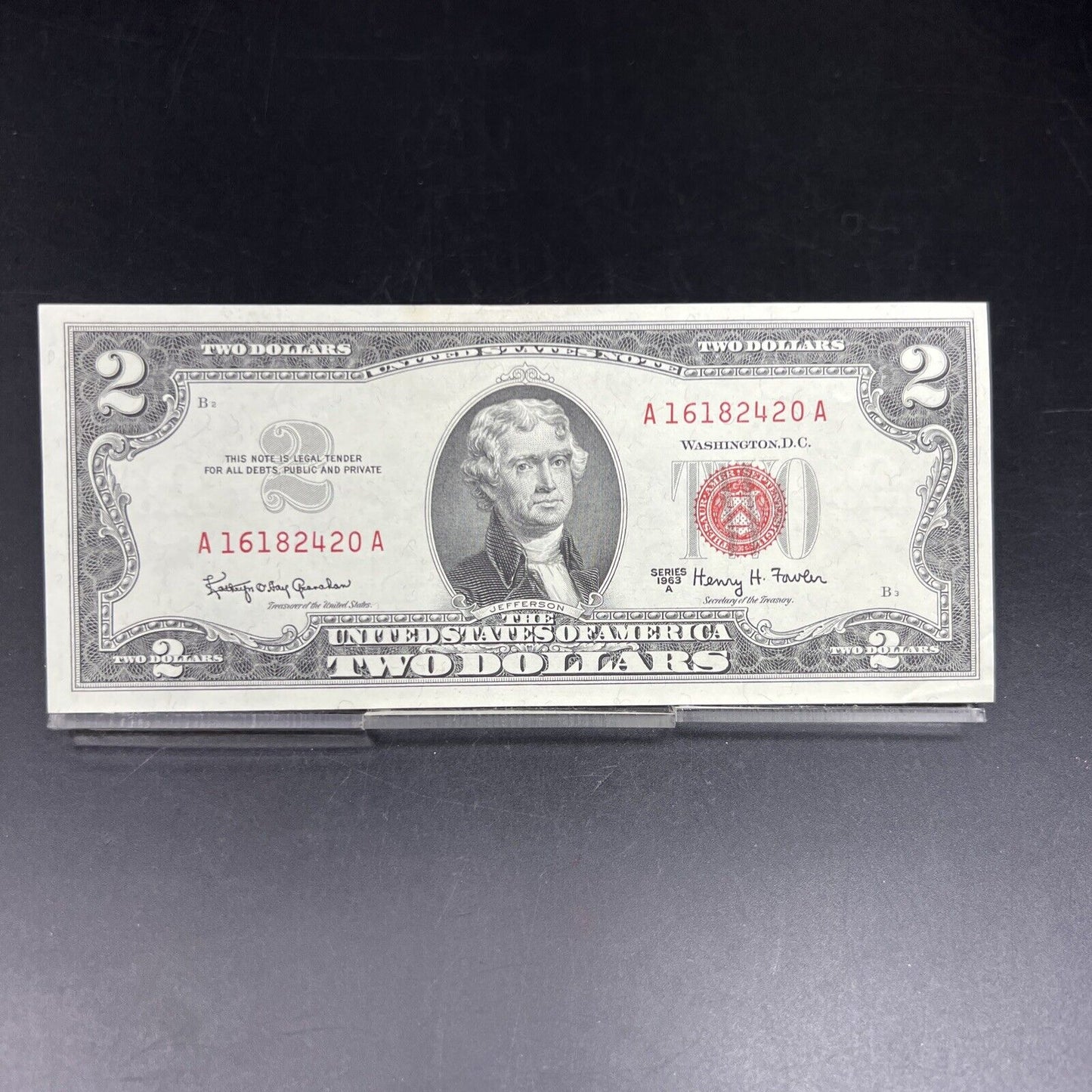 1963 A $2 Two Dollar Legal Tender Bill Note CH AU #420