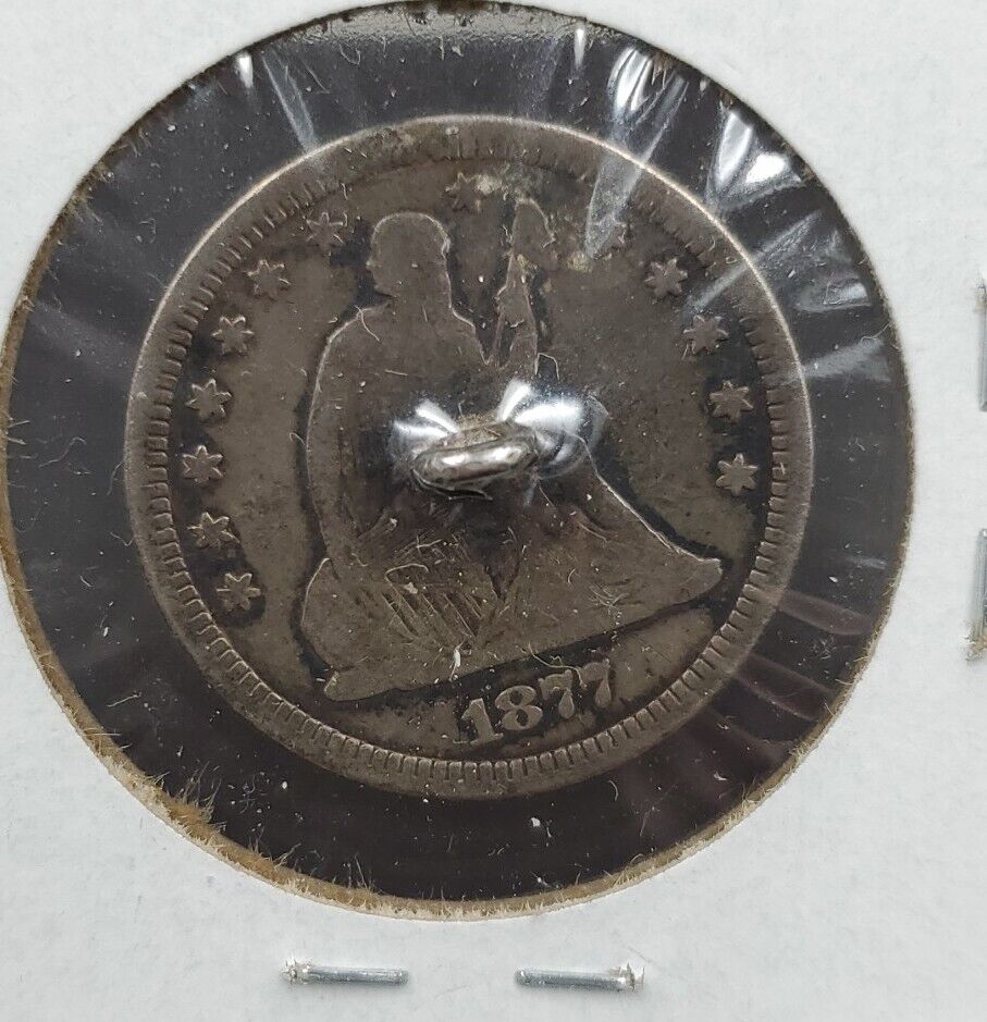 1877 Seated Liberty Quarter Engraved Love Token & Link - FHM stylized Monogram