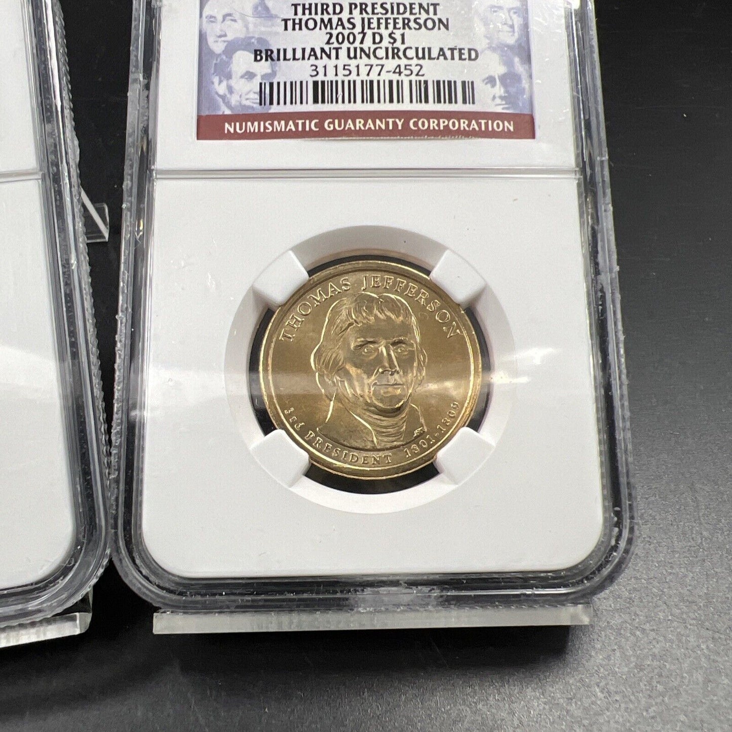 2007 P & D $1 Thomas Jefferson Presidential Dollar Two Coin Set NGC BU Certified