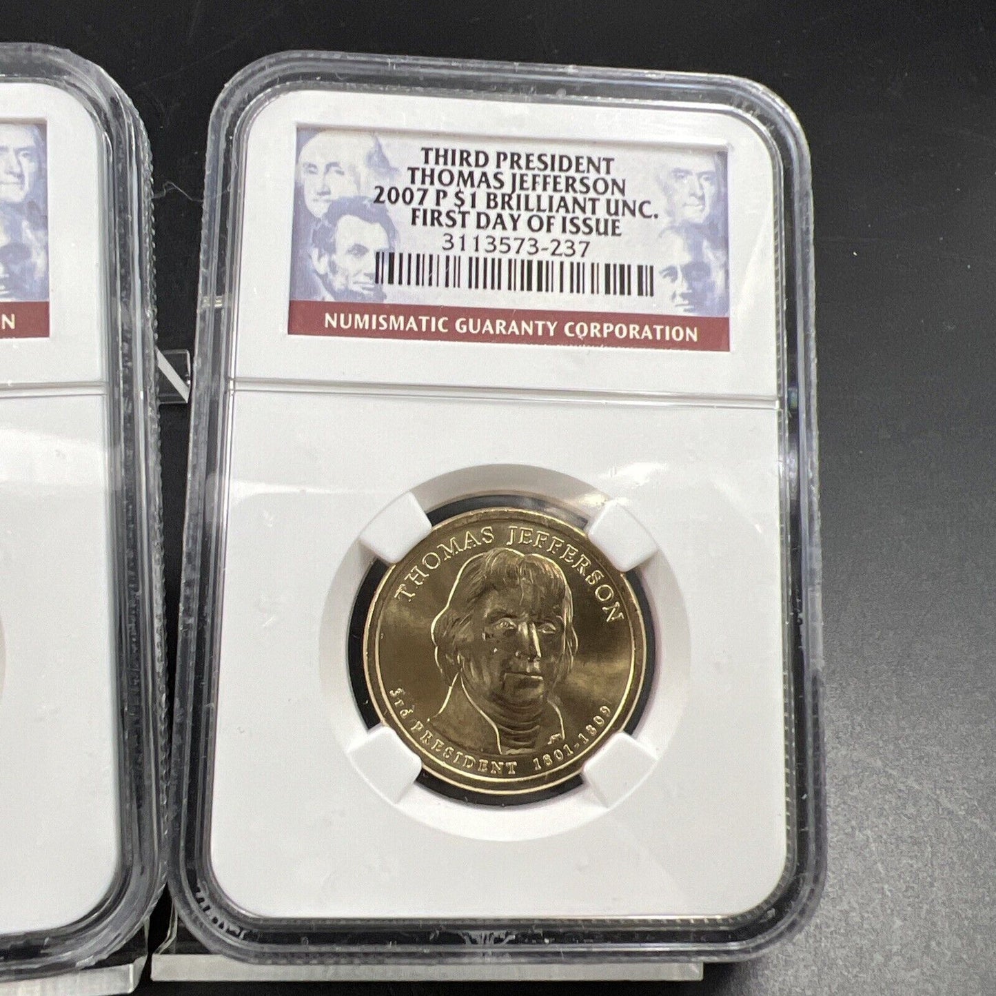 2007 P & D $1 Thomas Jefferson Presidential Dollar Two Coin Set NGC FDOI BU