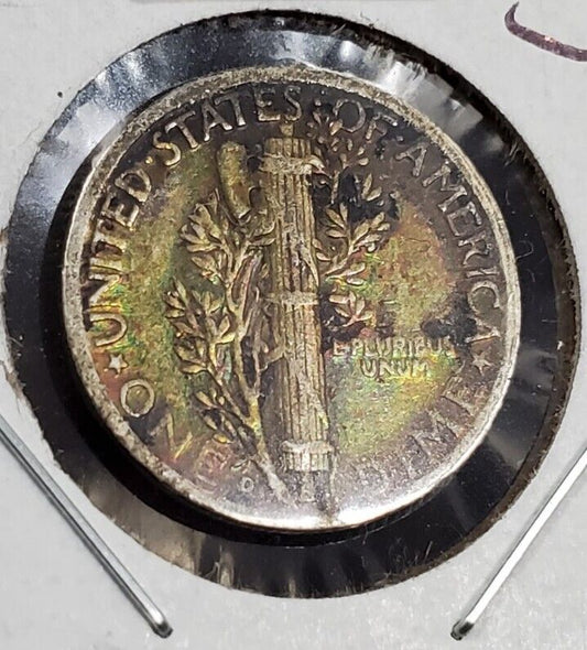 1939 D Mercury Silver Dime Coin Choice Circ Nice Toning