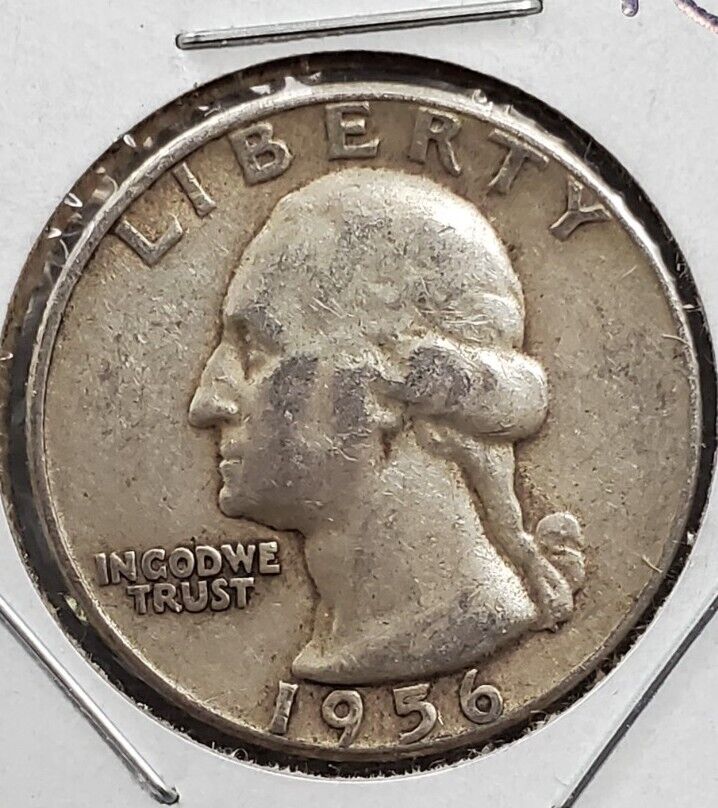 1956 P 25c Washington Quarter Coin Die Chip in Date OBV Variety