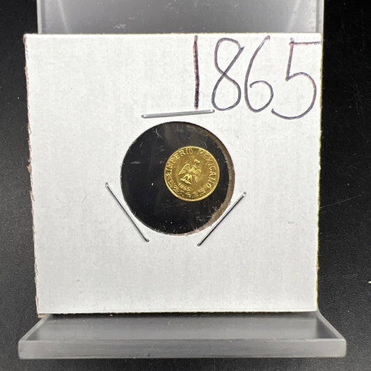 1865 Mexico Miniature 8K Maximiliano .4 Gram Gold Coin Gem BU Unc #B