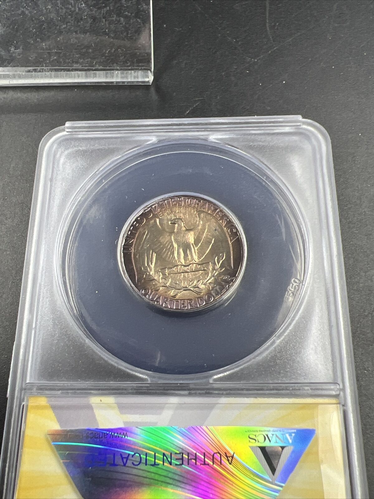 1963 25c Washington Quarter FS-103 DDO MS64 ANACS PQ Rainbow Toned Toner Obverse