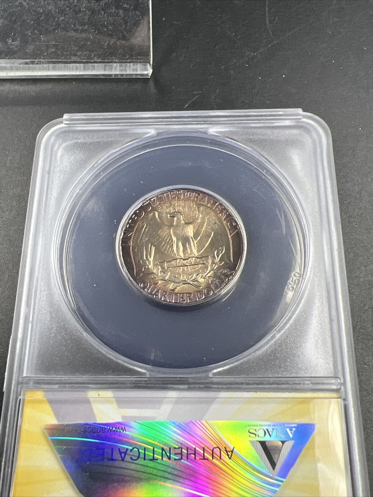 1963 25c Washington Quarter FS-103 DDO MS64 ANACS PQ Rainbow Toned Toner Obverse