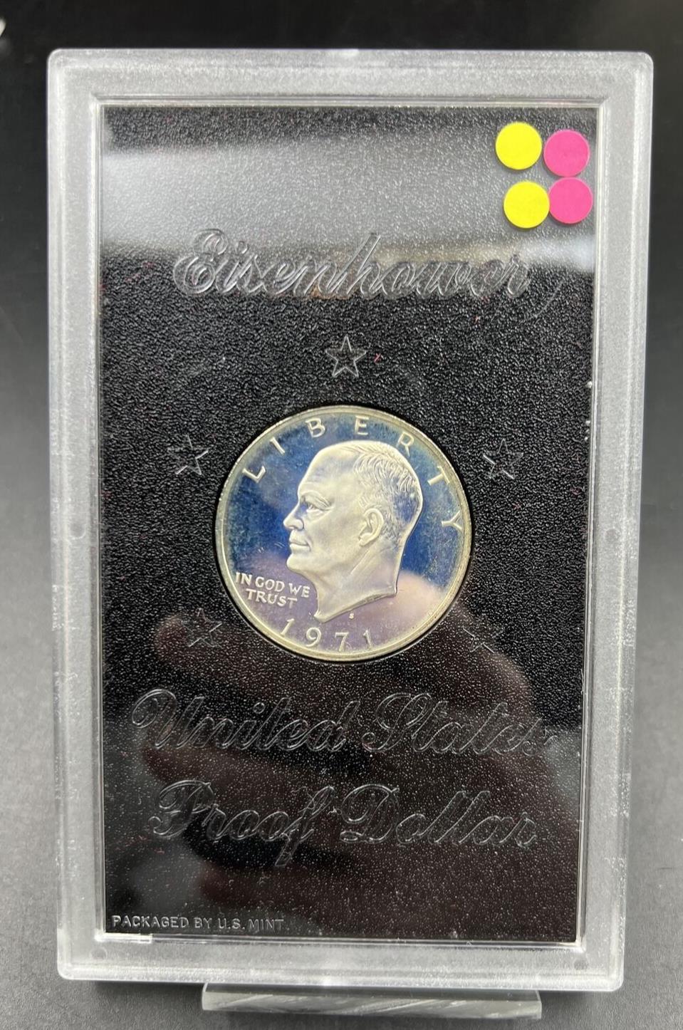 1971 S $1 Ike Eisenhower 40% Silver Dollar Coin Peg Leg Variety Gem Proof Cam #B