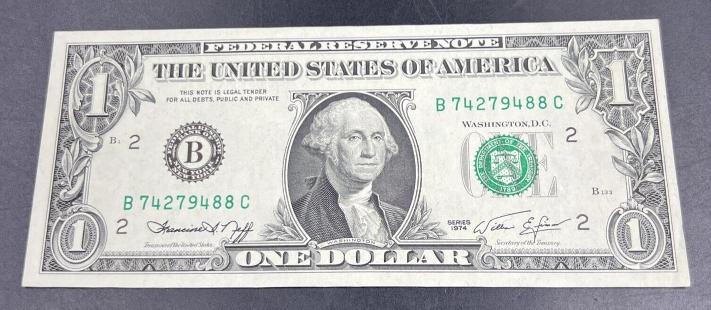 1974 $1 One Dollar FRN Federal Reserve Note Choice UNC