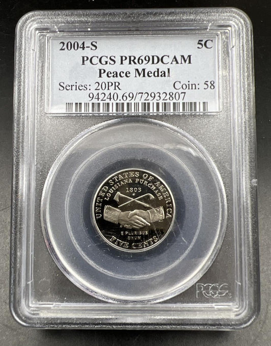 2004 S 5C Peace Medal Jefferson Nickel PCGS PR69DCAM