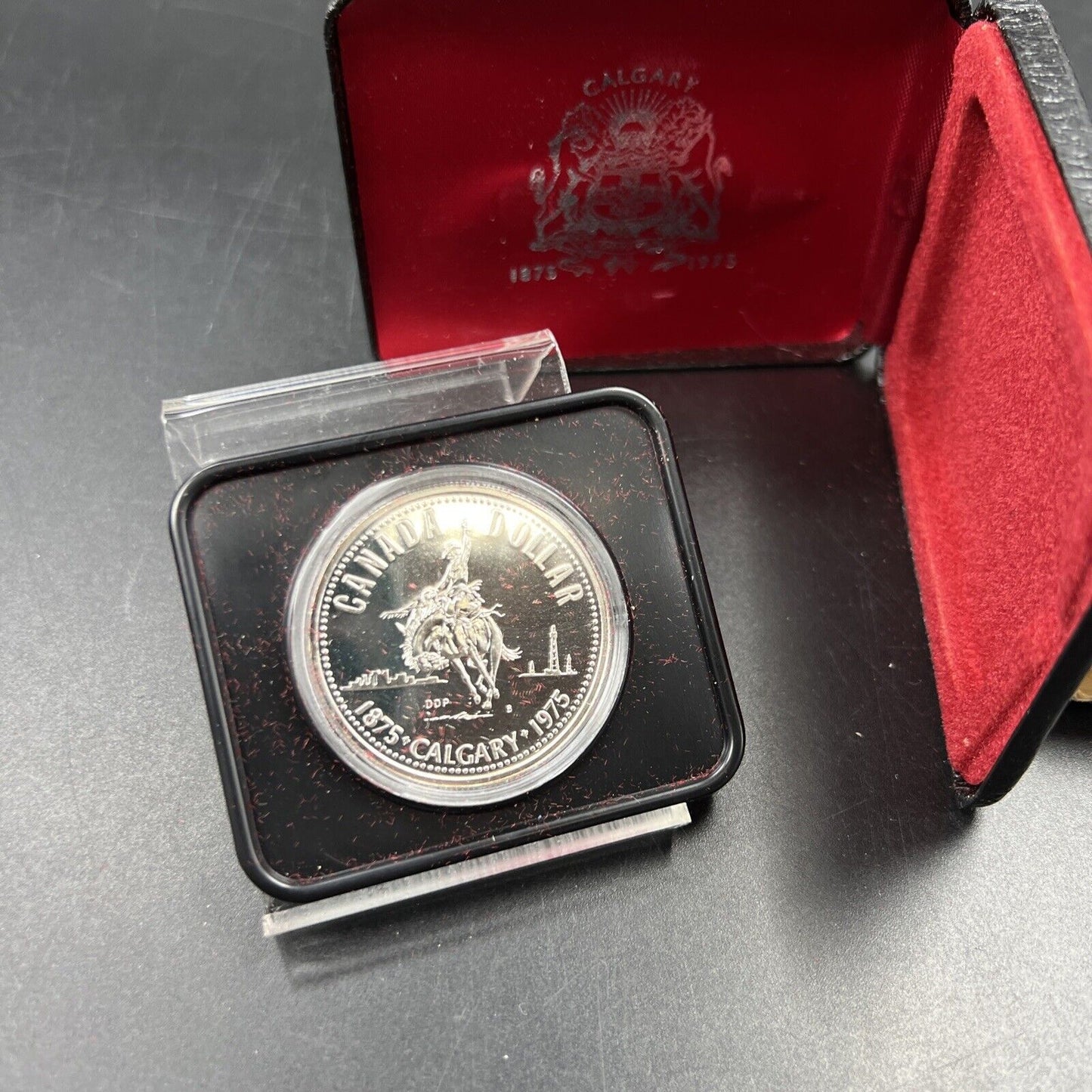 1975 Canada Calgary Centennial Dollar .500 Silver in Box & Capsule