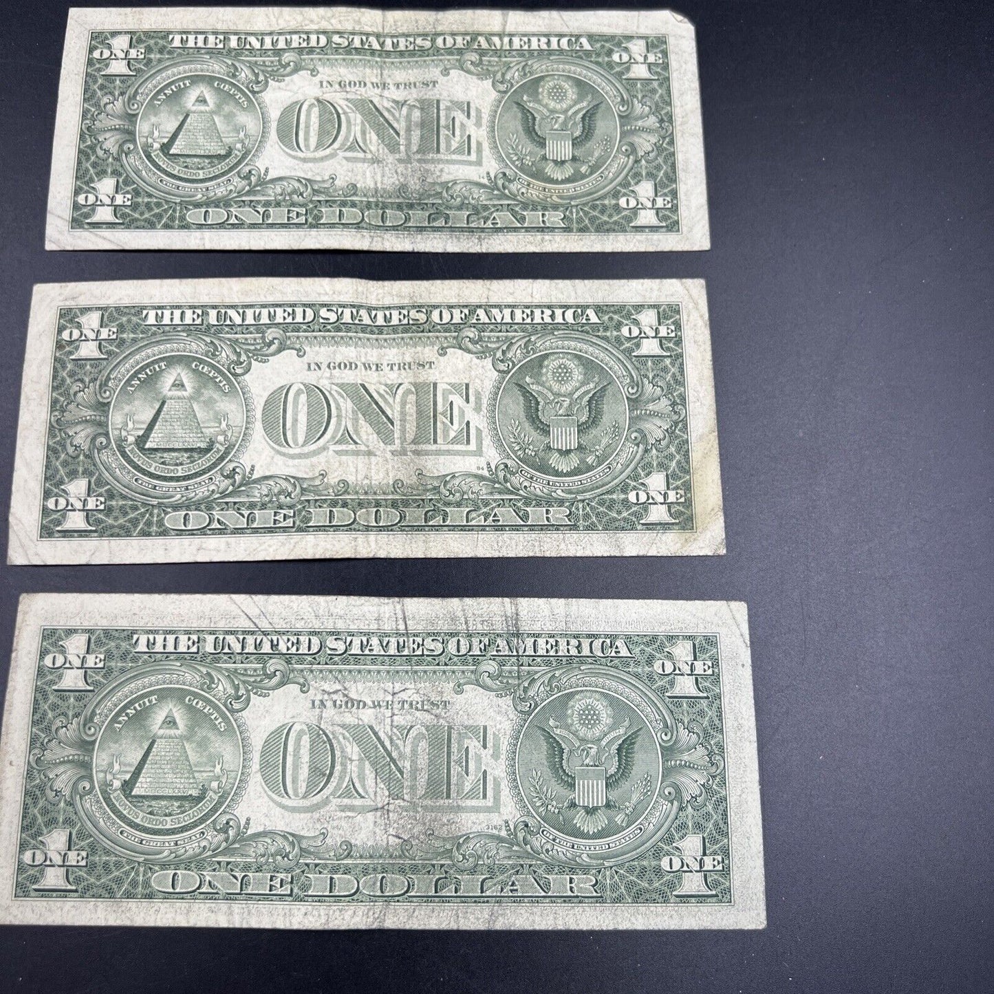 Lot of 3 1981 $1 One Dollar FRN Federal Reserve Notes Neat Fancy Serial Numbers