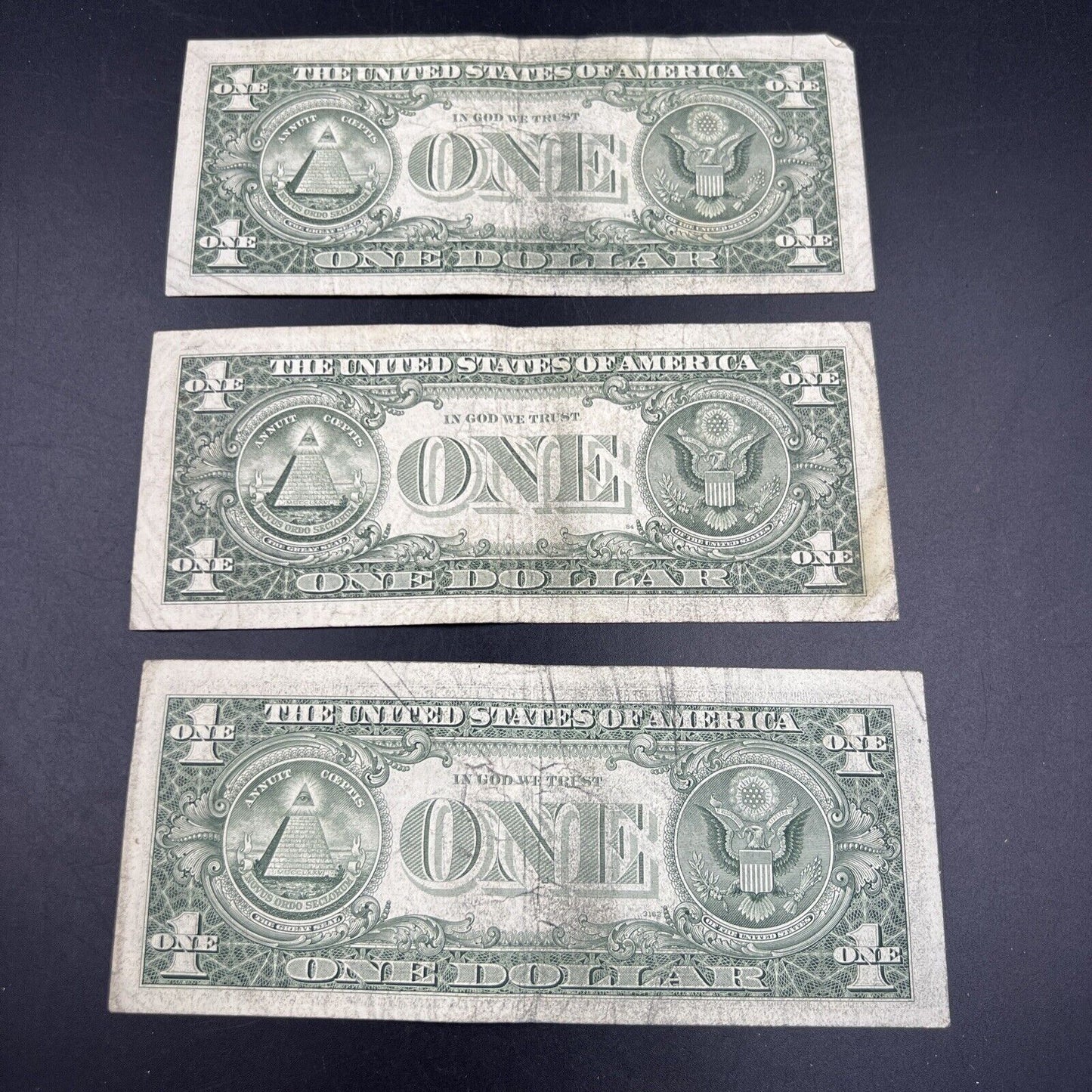 Lot of 3 1981 $1 One Dollar FRN Federal Reserve Notes Neat Fancy Serial Numbers