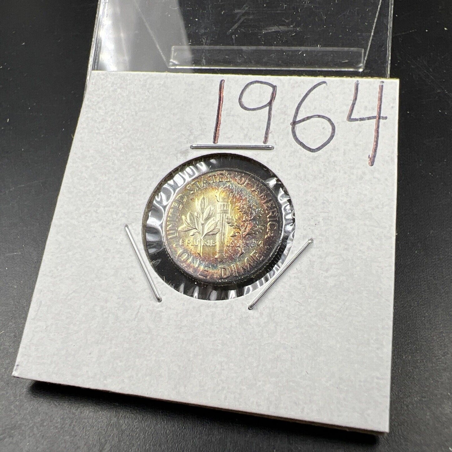 1964 P 10c Roosevelt Dime Coin CH BU PQ Rainbow * Toning Original Toner SKU#lm3