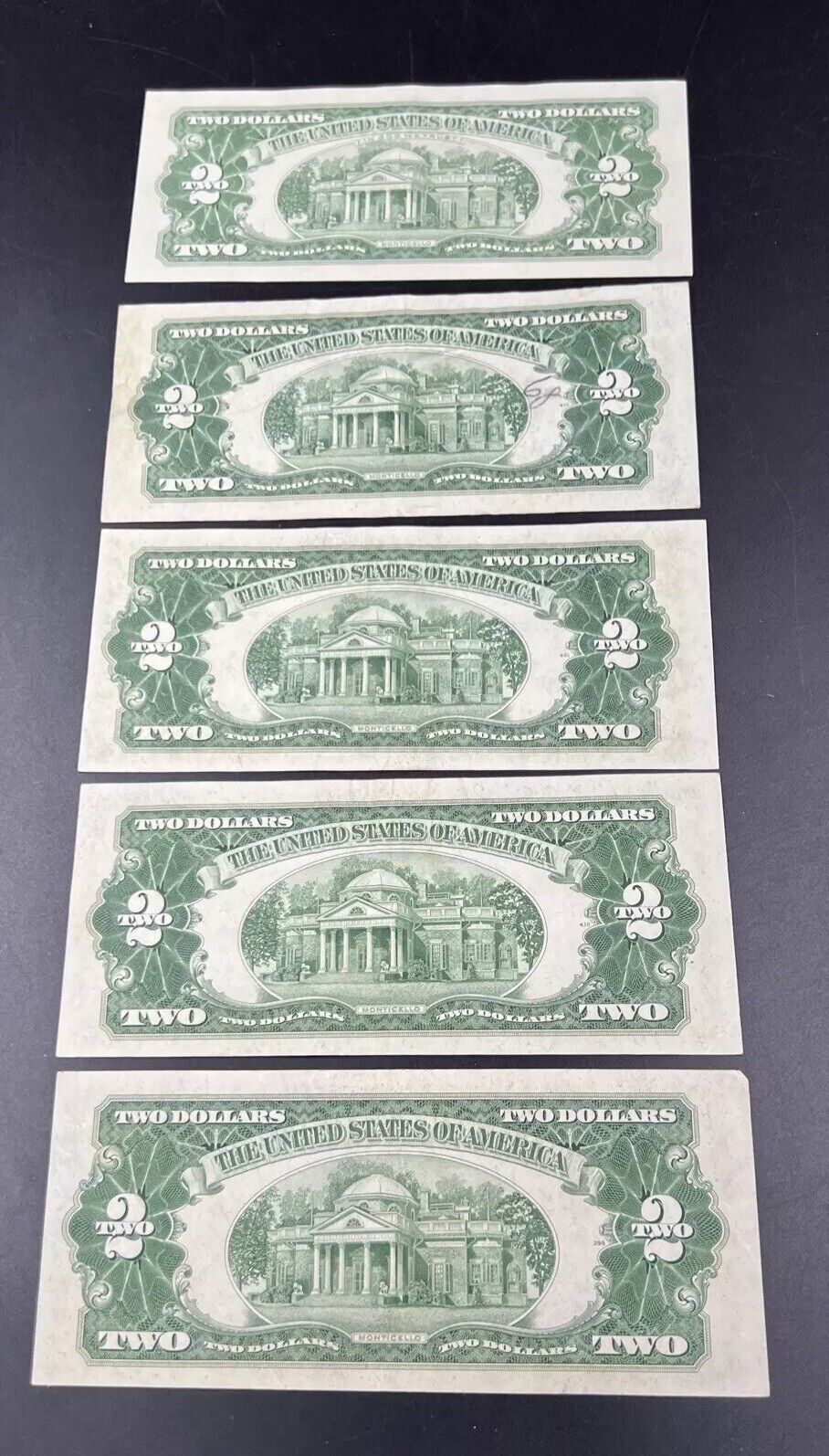 1953 + ABC & 1963 5 $2 Note US Legal Tender Letter Set of Five Notes XF+ #484