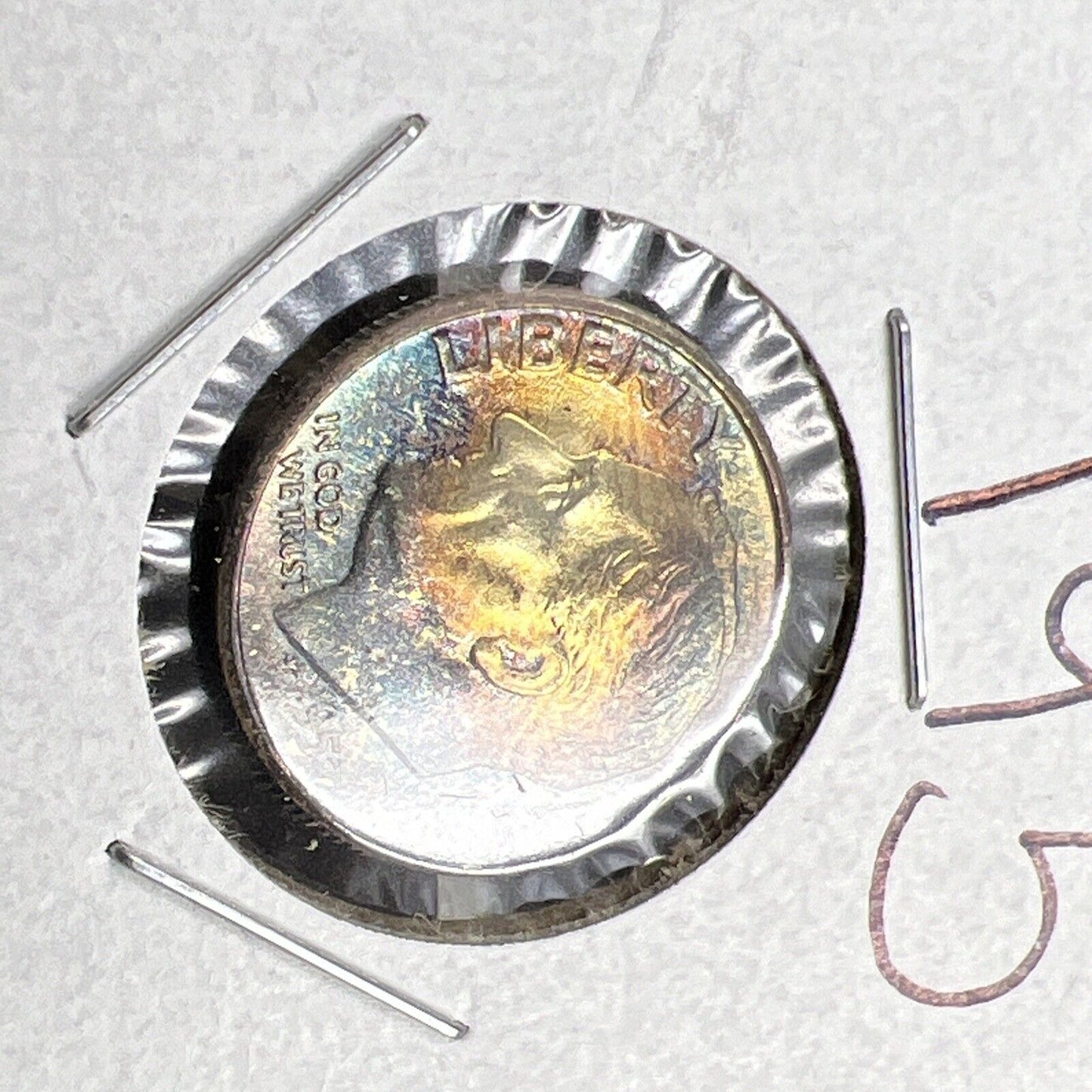 1957 P 10c Roosevelt Dime Coin CH BU PQ * Rainbow Toning Original Toner SKU#GN3