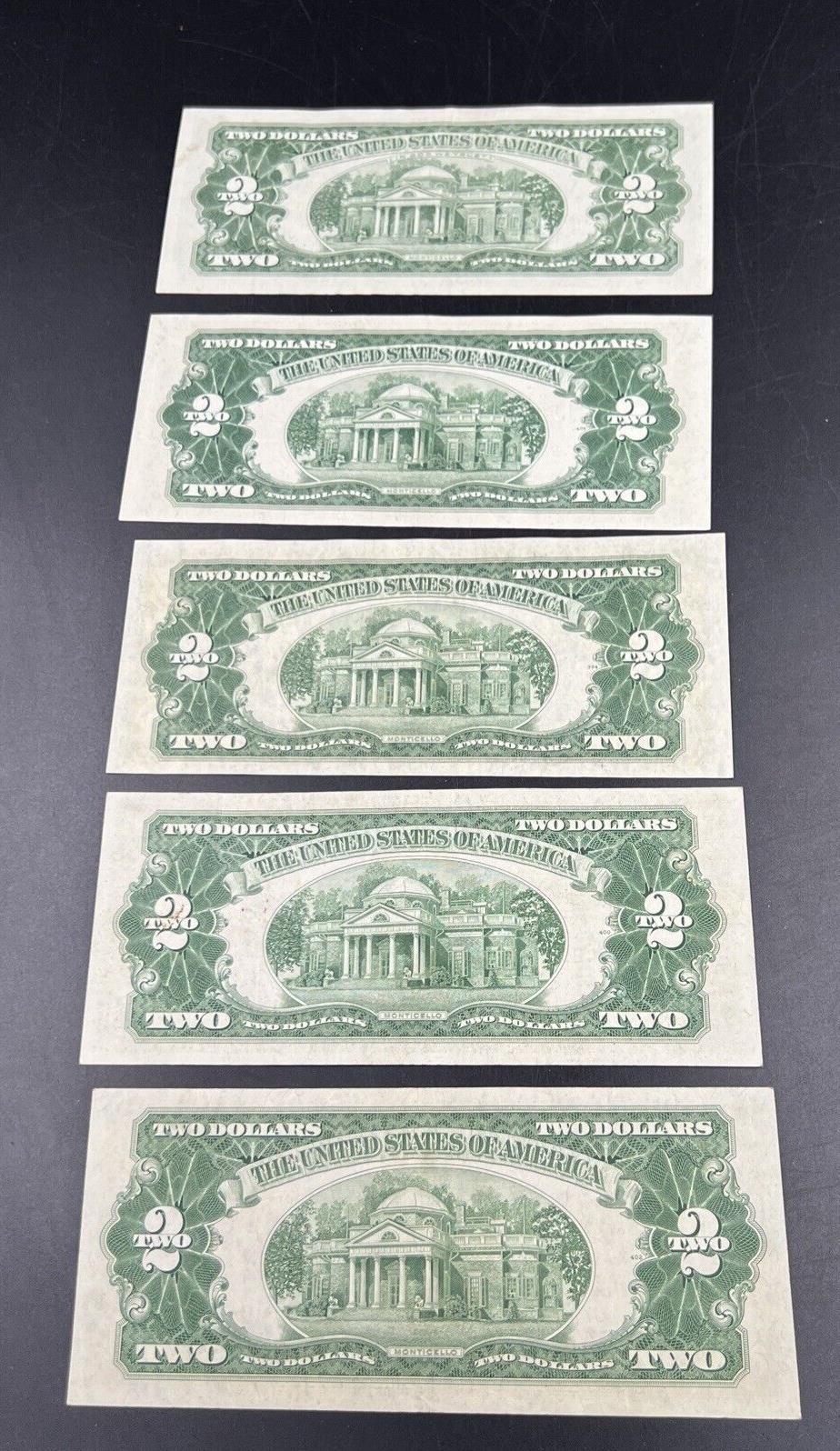 1953 + ABC & 1963 5 $2 Note US Legal Tender Letter Set of Five Notes XF+ #107