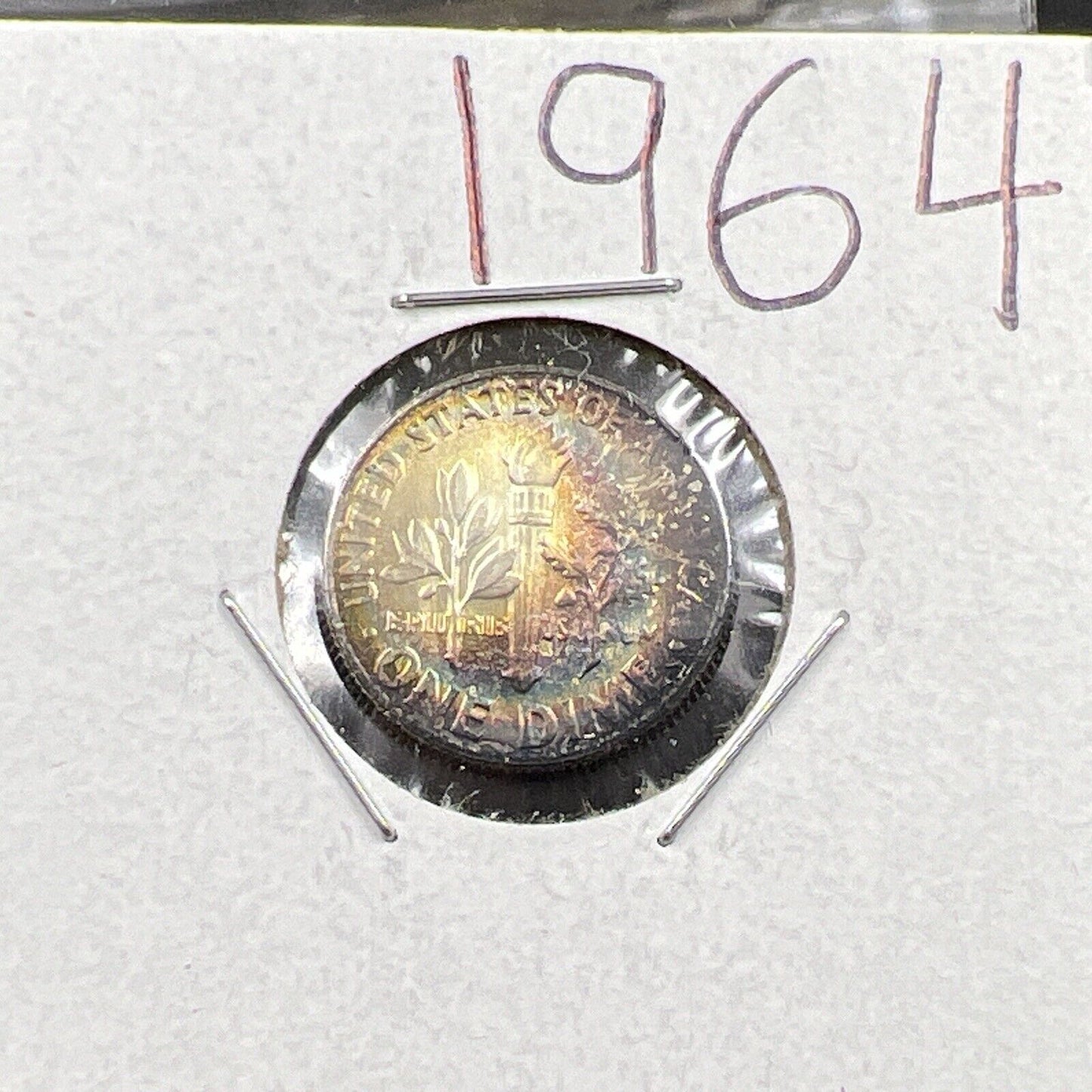 1964 P 10c Roosevelt Dime Coin CH BU PQ Rainbow * Toning Original Toner SKU#GN3