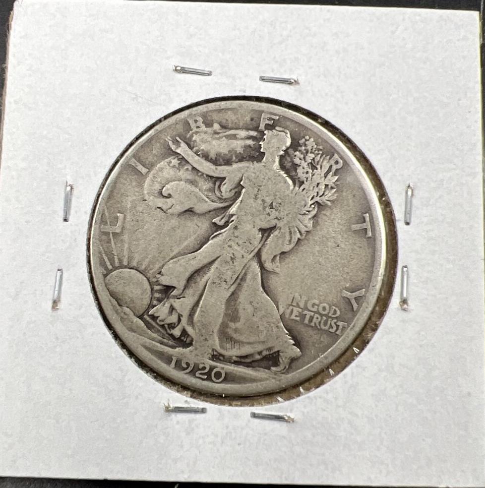 1920 D 50c Walking Liberty Half CH AG / G P266 Counterstamped