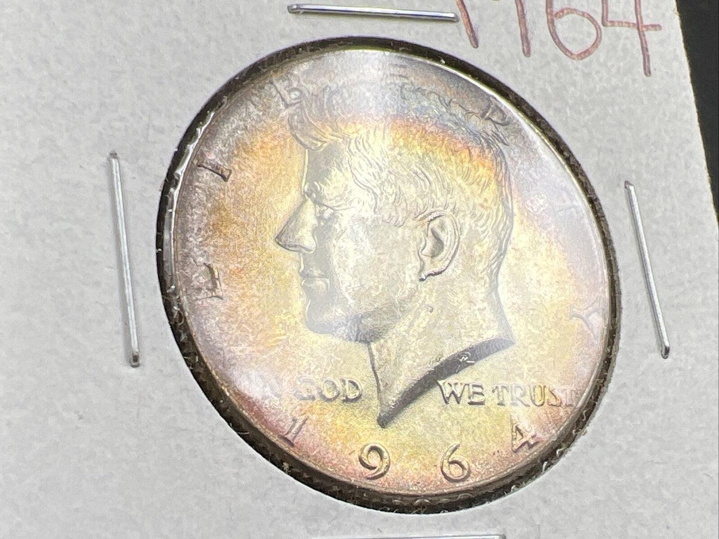 1964 P 50c Kennedy Half Dollar CH BU UNC PQ Rainbow Blue Hair PQ * Star Toning #