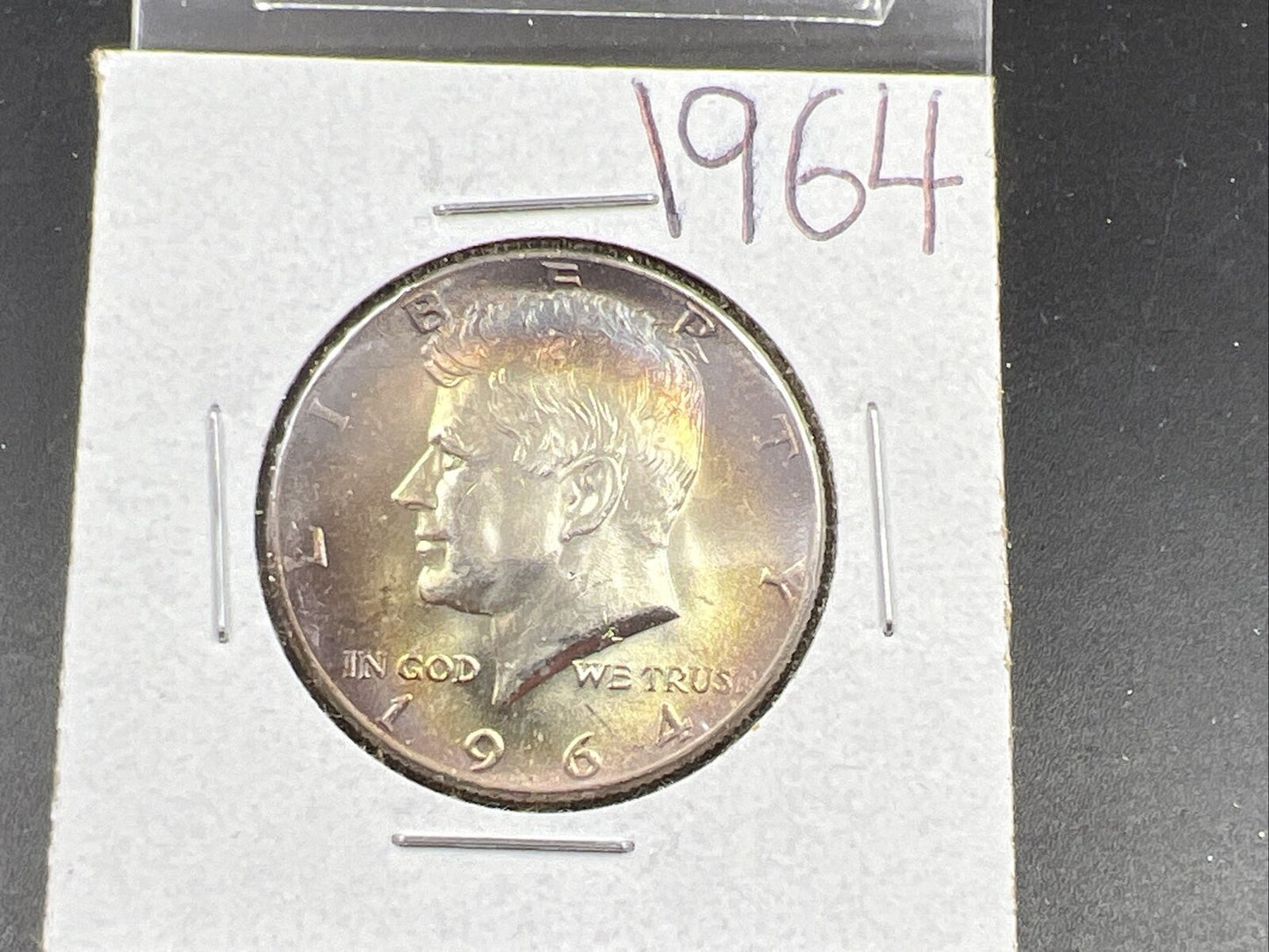 1964 P 50c Kennedy Half Dollar CH BU UNC PQ Rainbow Blue Hair PQ * Star Toning #