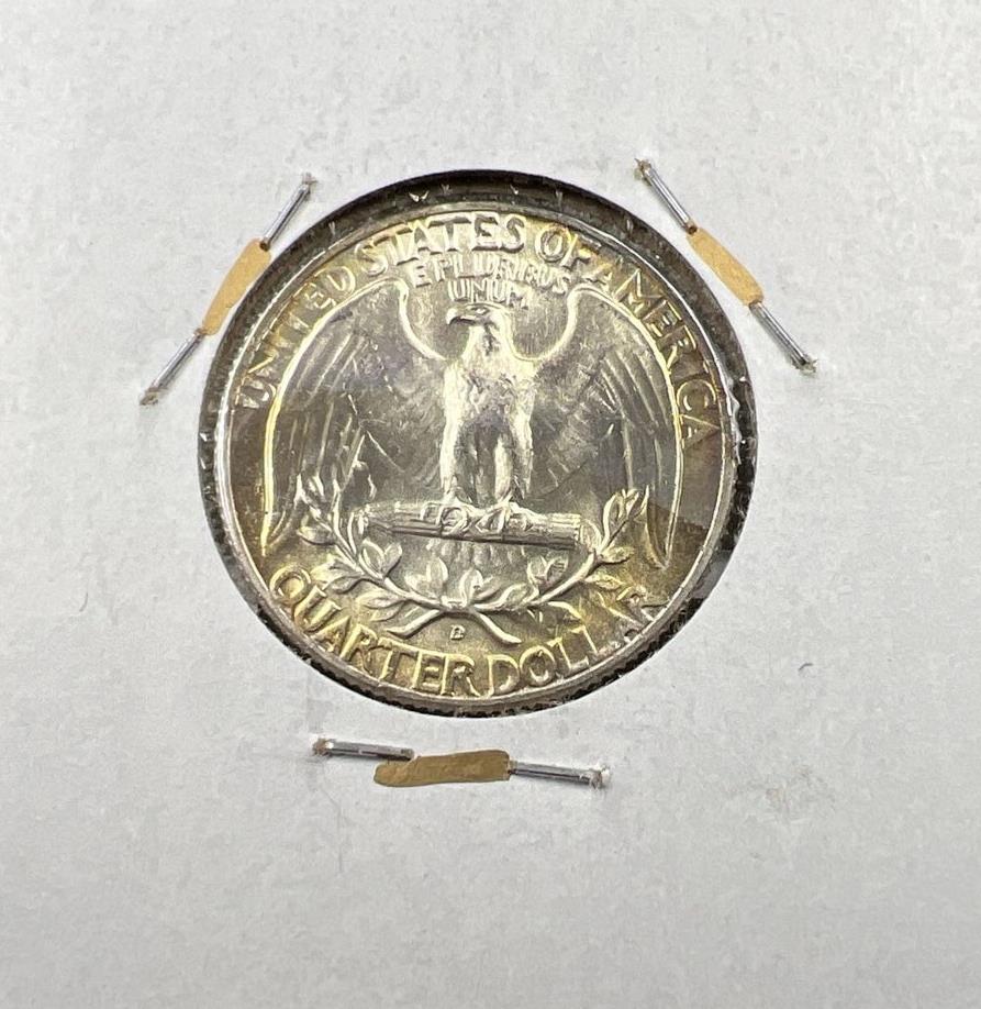 1964 D Washington 25c Silver Quarter Coin PQ * Star Nice Toning Toner Obverse