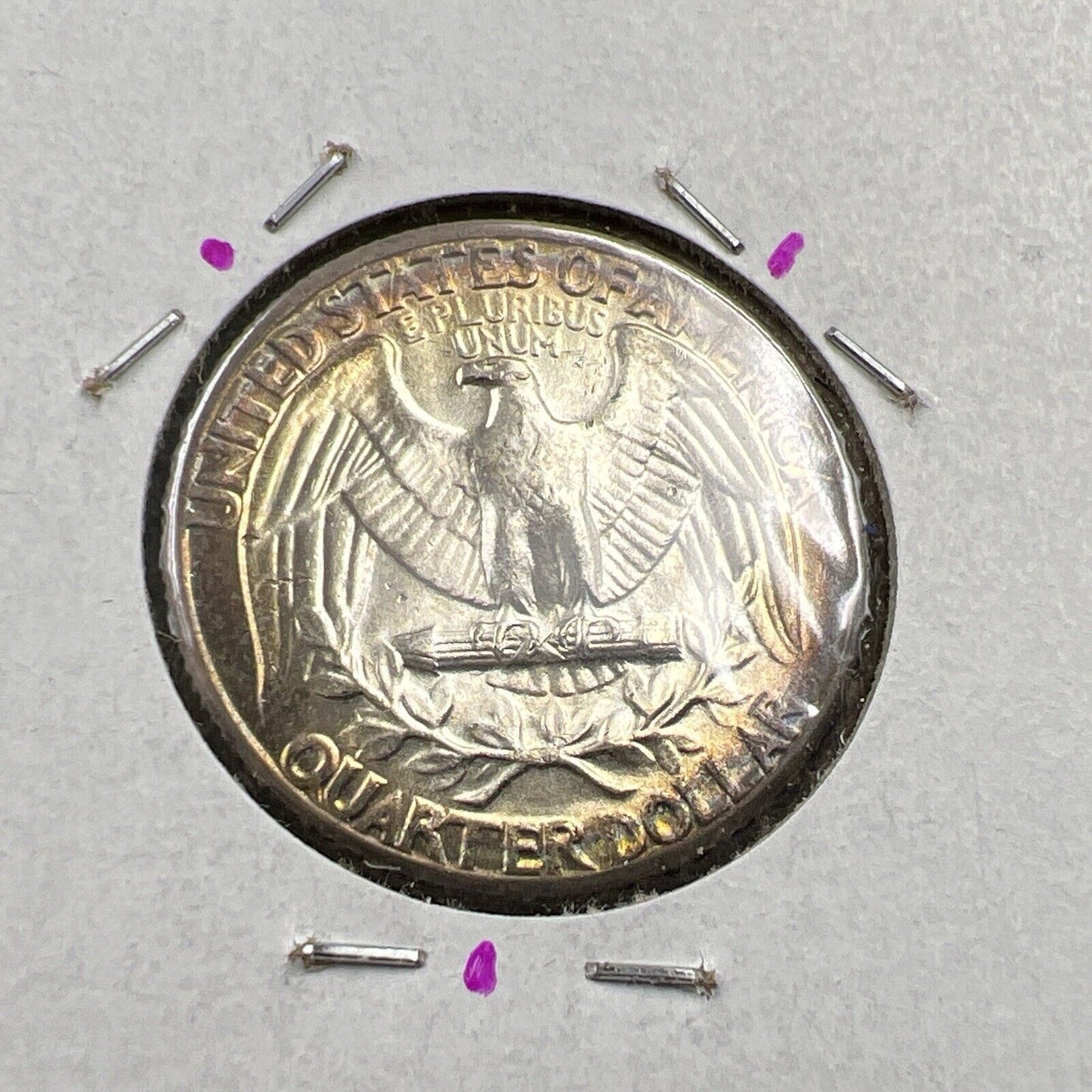 1961 P Washington 25c Silver Quarter Coin CH BU UNC PQ Rainbow Toning