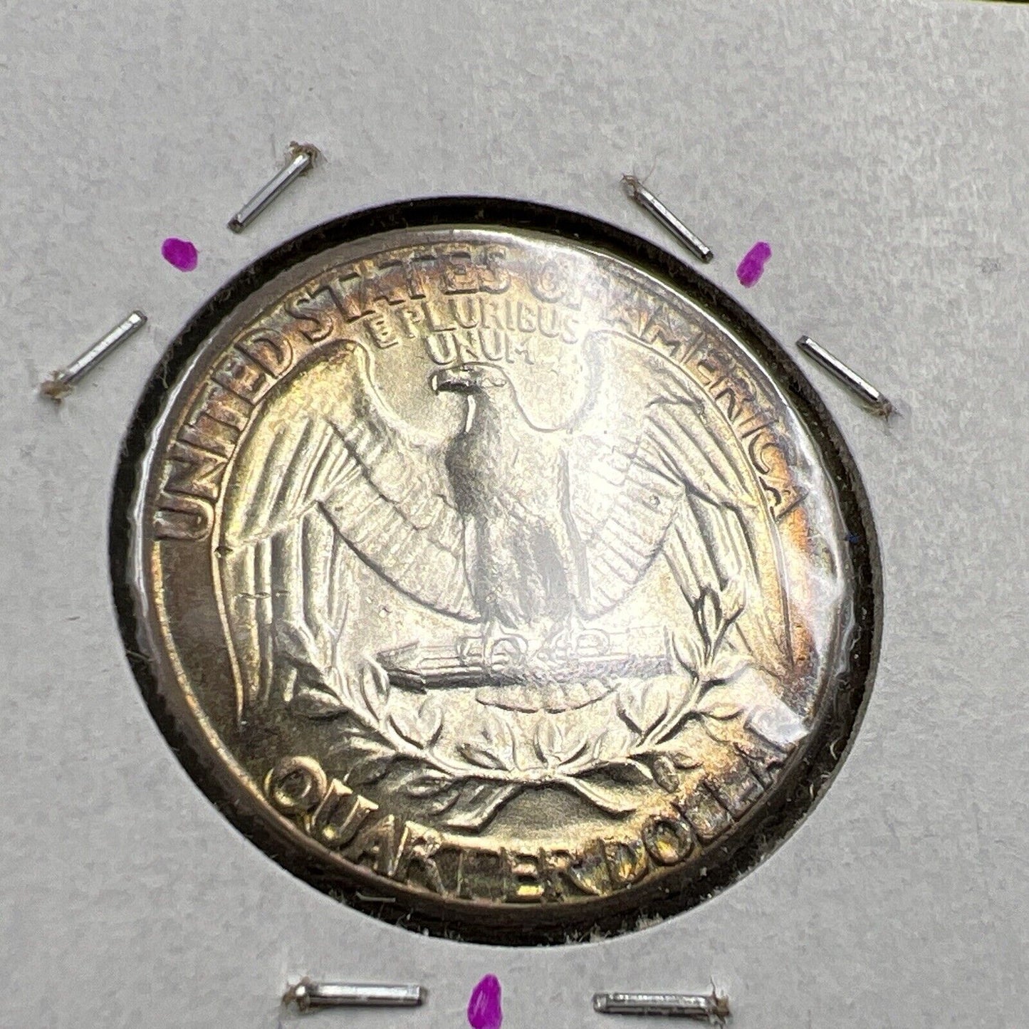 1961 P Washington 25c Silver Quarter Coin CH BU UNC PQ Rainbow Toning