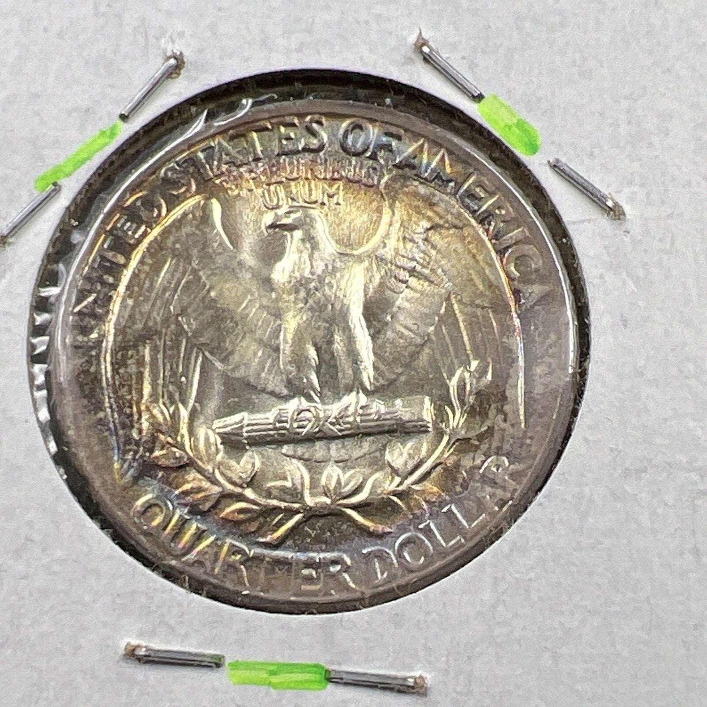1957 P Washington 25c Silver Quarter Coin Gem BU UNC PQ * Star Rainbow Toning