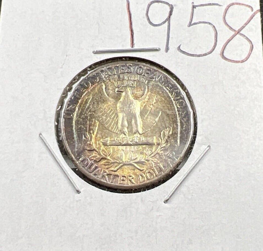 1958 P Washington 25c Silver Quarter Coin CH BU UNC PQ Reverse