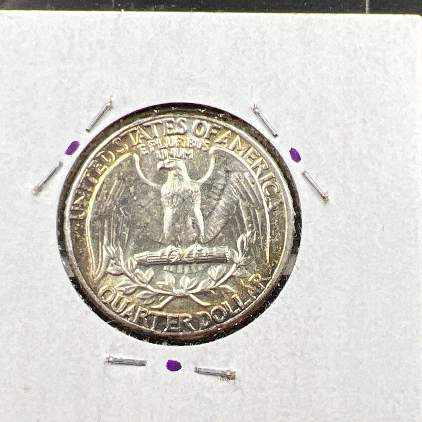 1963 P Washington 25c Silver Quarter Coin CH BU UNC Rainbow Toning #A