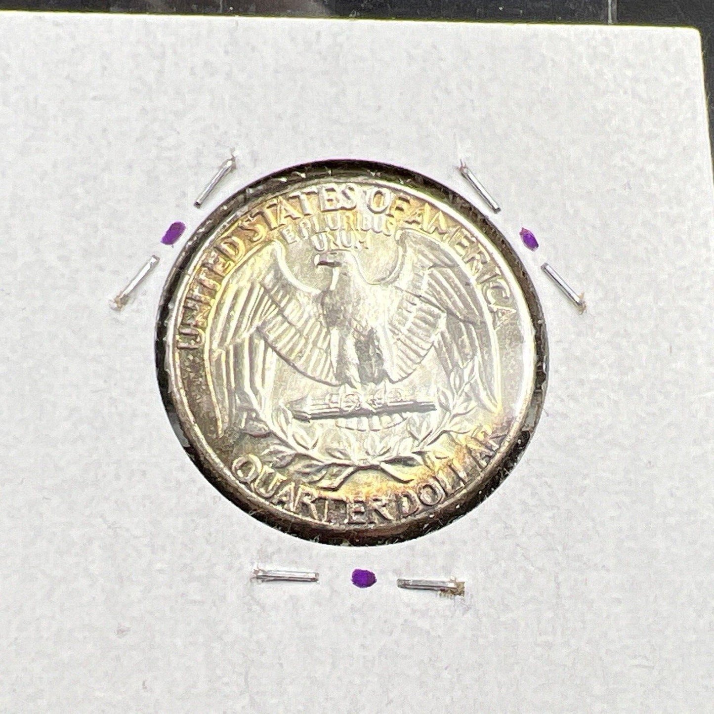 1963 P Washington 25c Silver Quarter Coin CH BU UNC Rainbow Toning #A