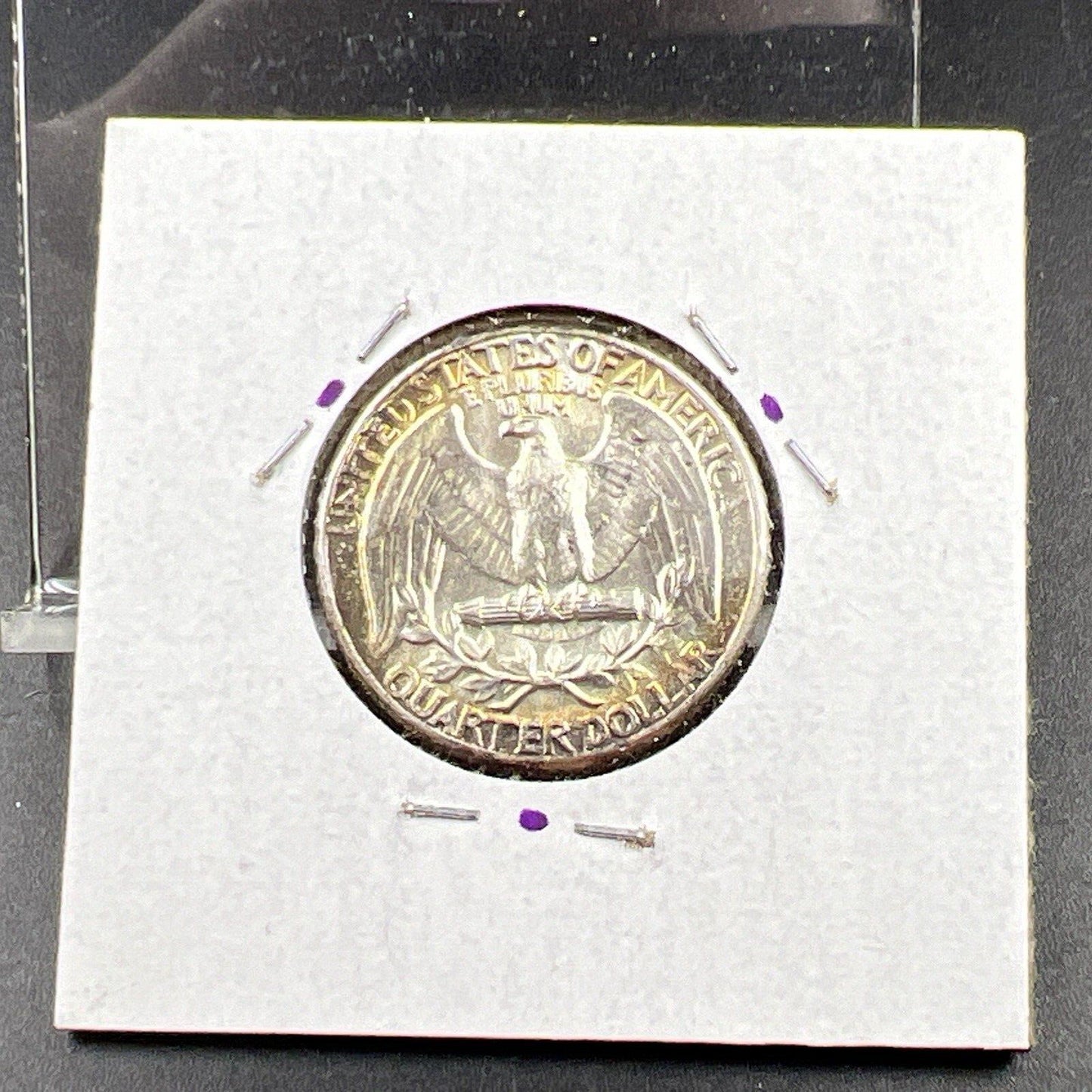 1963 P Washington 25c Silver Quarter Coin CH BU UNC Rainbow Toning #A
