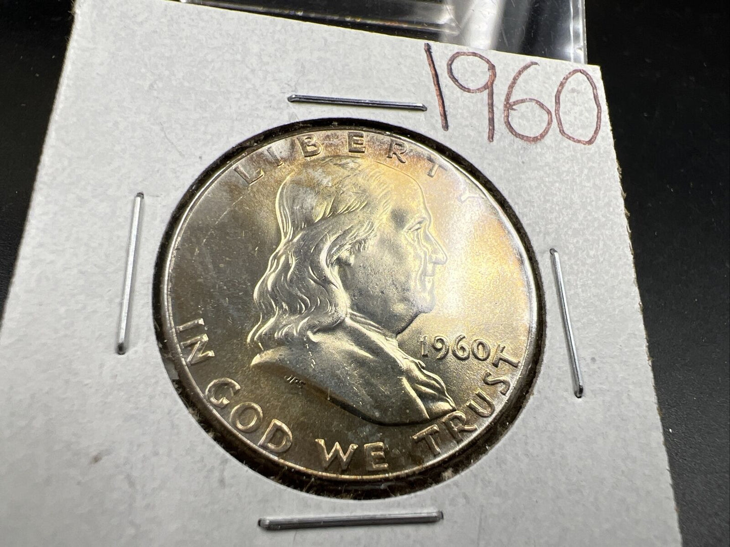 1960 P Franklin Silver Half Dollar Coin Choice BU UNCIRCULATED Nice Toning OBV