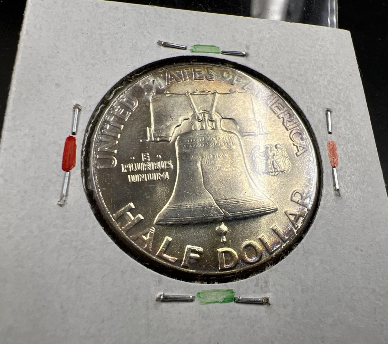 1960 P Franklin Silver Half Dollar Coin Choice BU UNCIRCULATED Nice Toning OBV