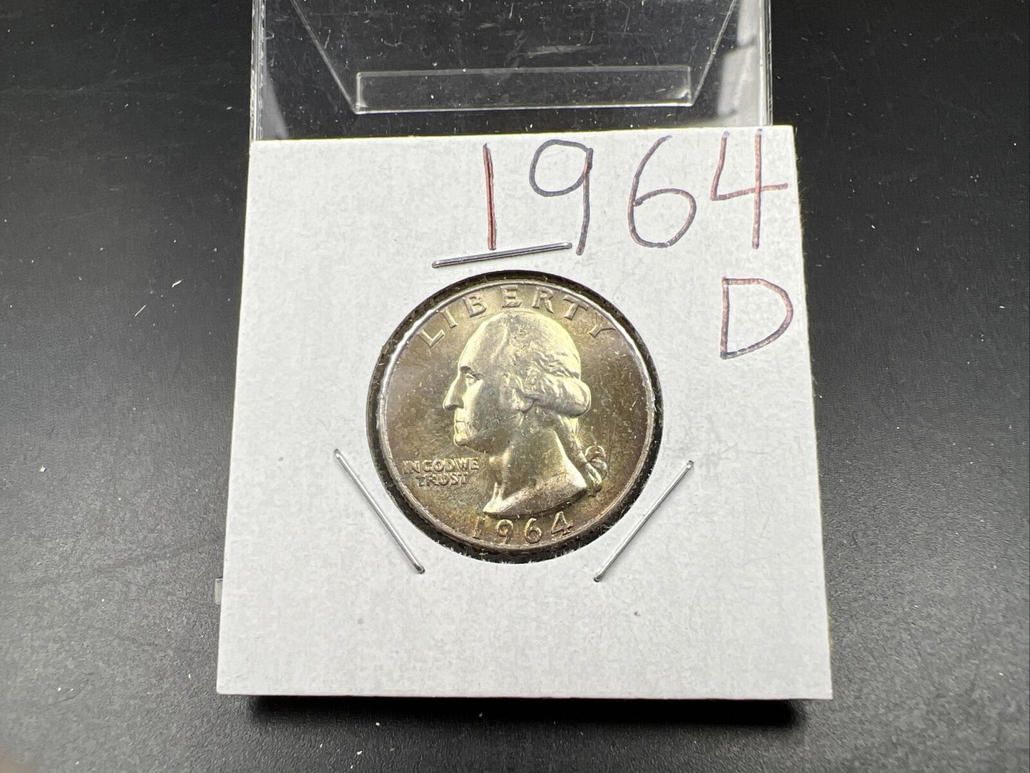 1964 D Washington 25c Silver Quarter Coin Neat Toning Gem BU UNC #B