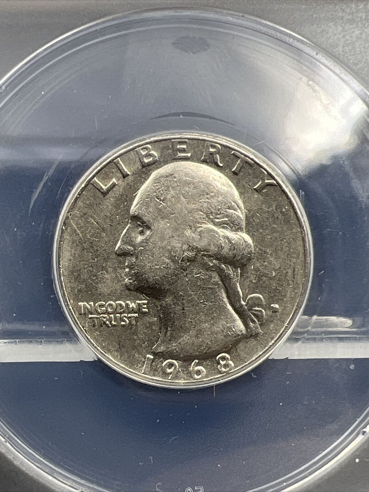 1968 D 25c Washington Quarter Variety Coin FS-801 DDR Double Die REV ANACS EF45