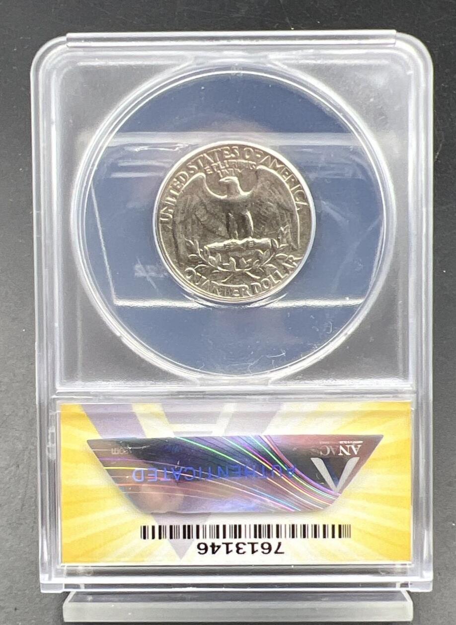 1968 D 25c Washington Quarter Variety Coin FS-801 DDR Double Die REV ANACS EF45