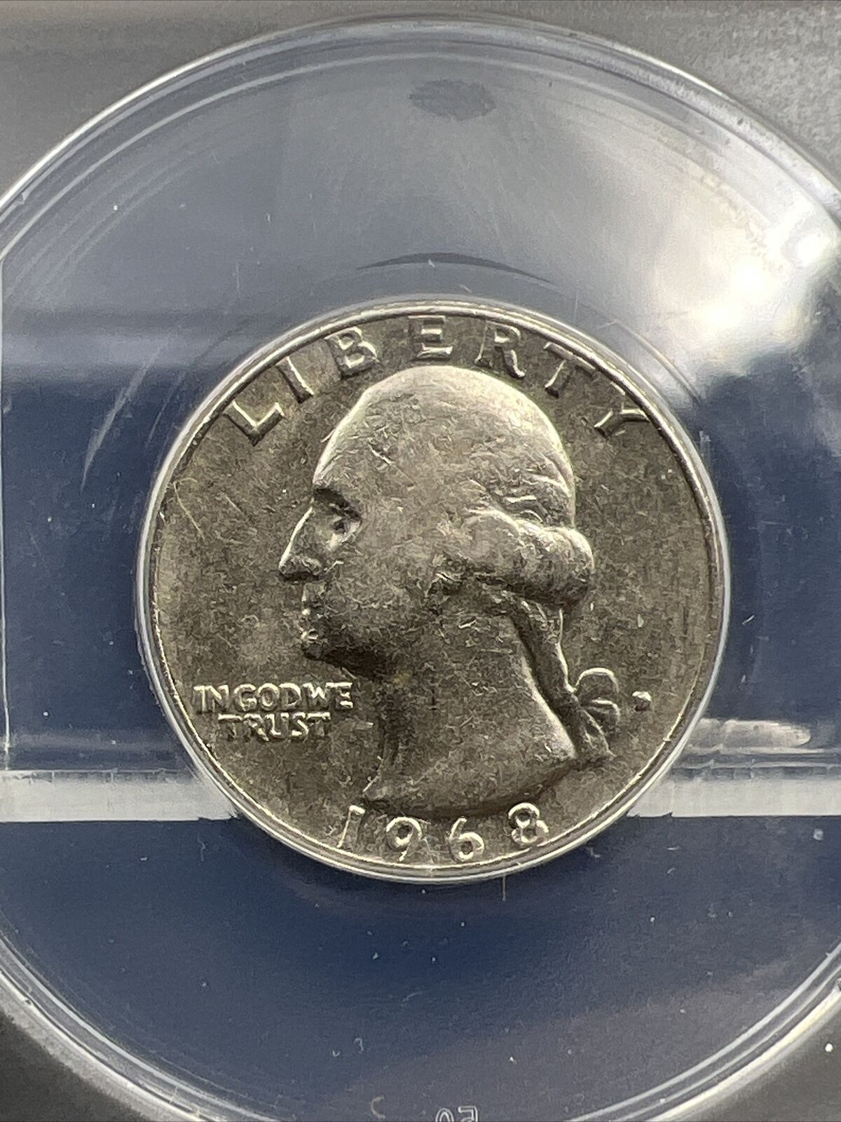1968 D 25c Washington Quarter Variety Coin FS-801 DDR Double Die REV ANACS EF45